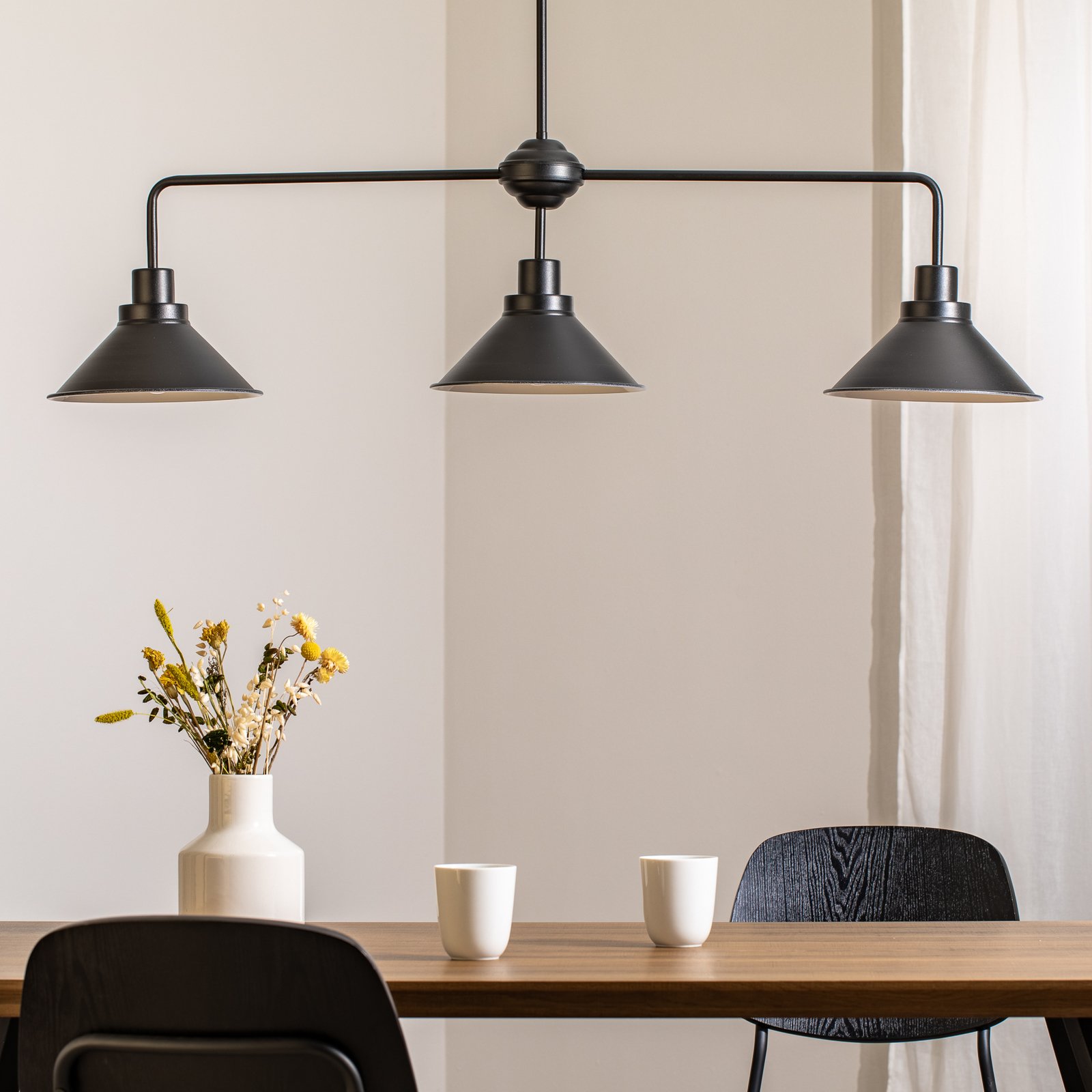 Craft III pendant light in black, 3-bulb
