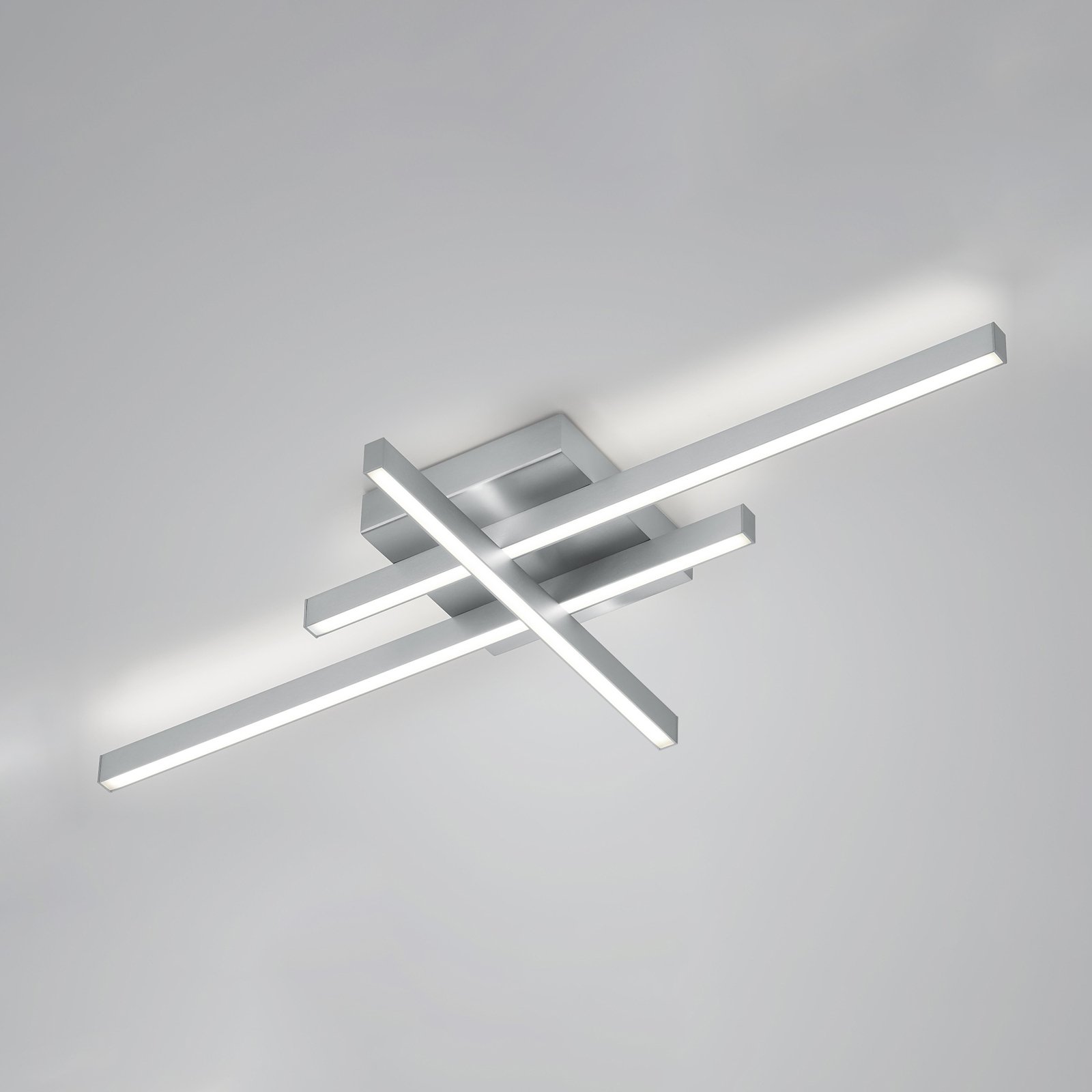 Feli LED ceiling light with three profiles, nickel