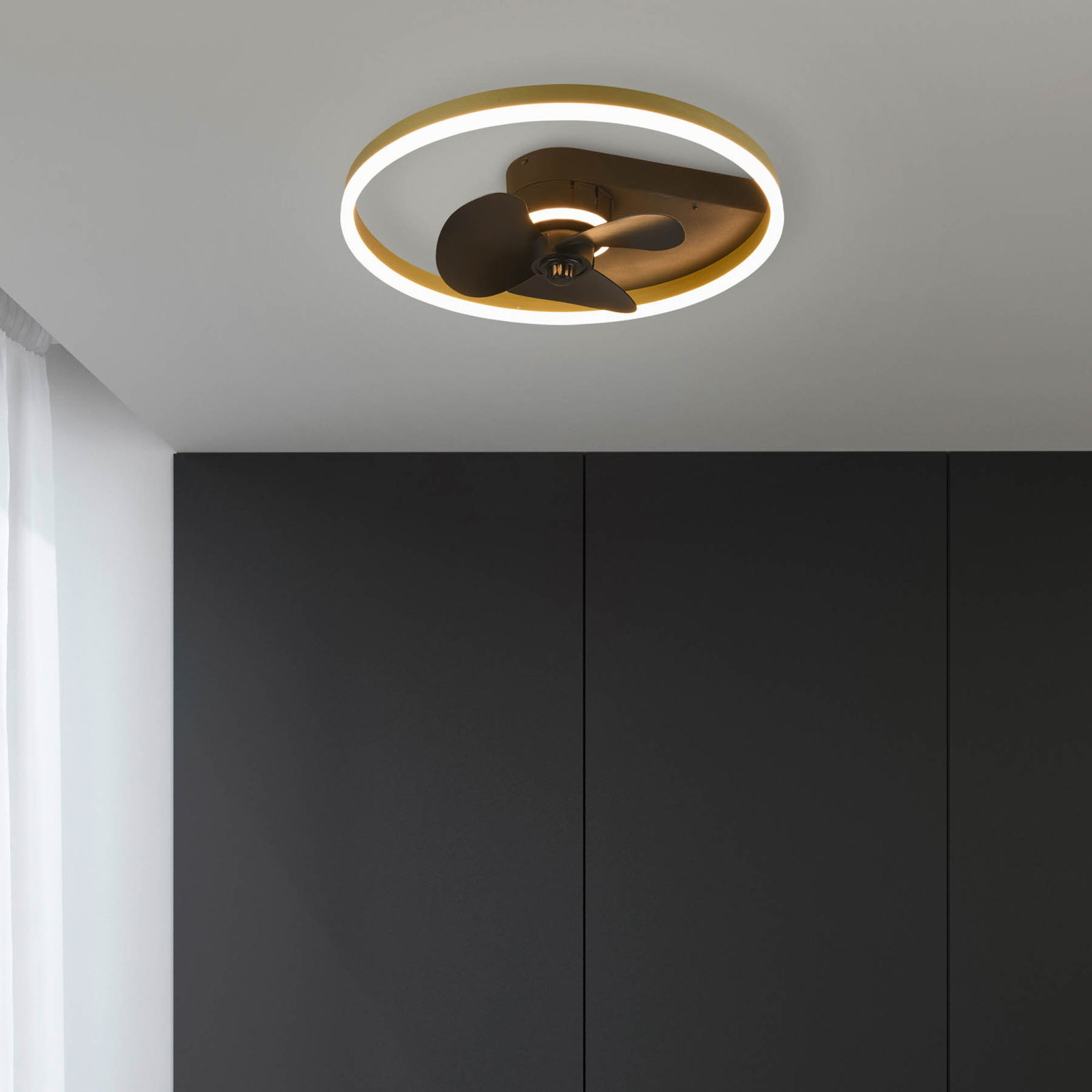 Borgholm stropni ventilator s LED diodama, CCT, crni