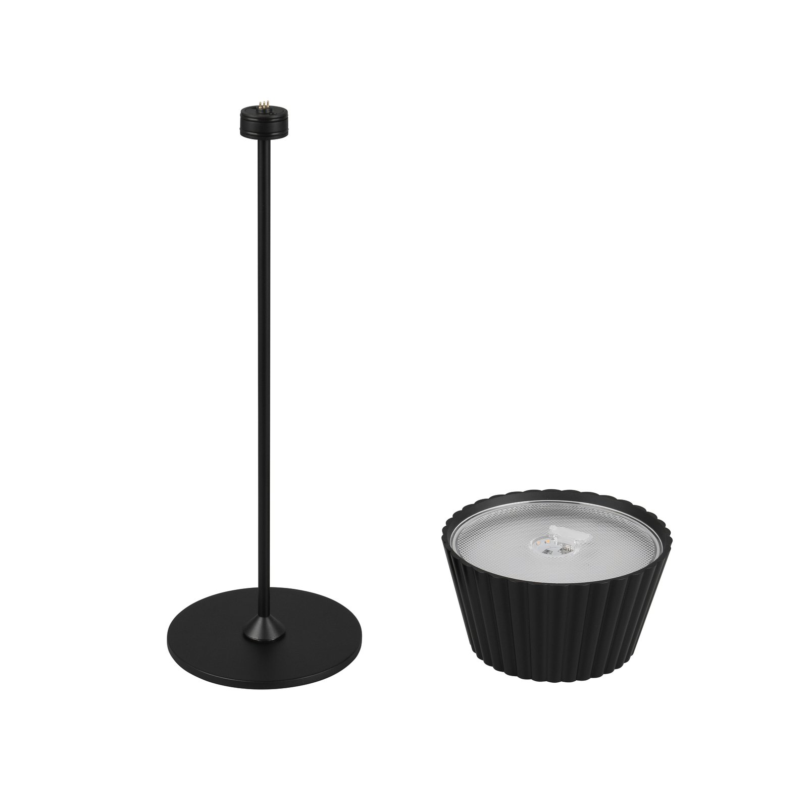 Suarez LED-es újratölthető asztali lámpa, fekete, magasság 39 cm, fém