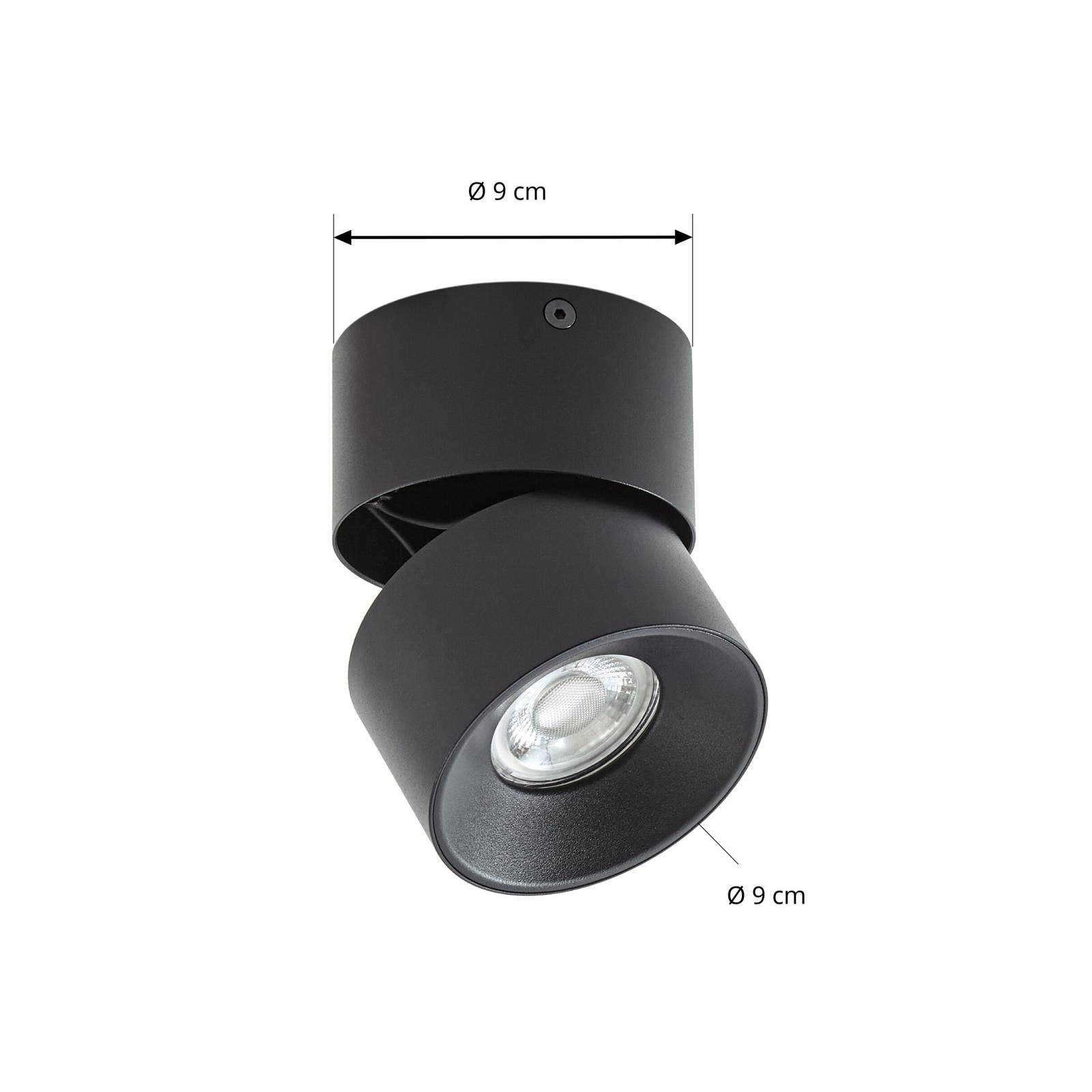 Reflektor PRIOS Rotari basic, 1-punktowy, czarny, Ø 9 cm, GU10