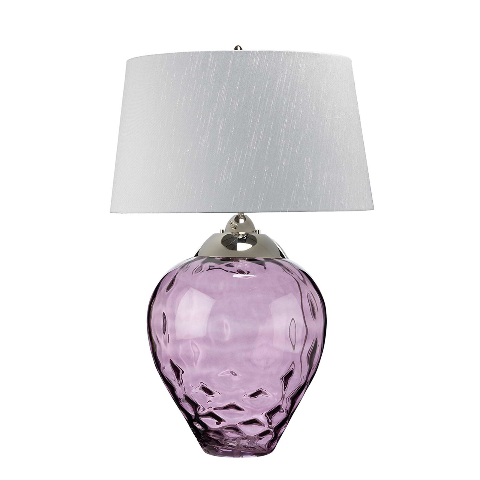 Lámpara de mesa Samara, Ø 51 cm, rosa, tela, cristal, 2 luces