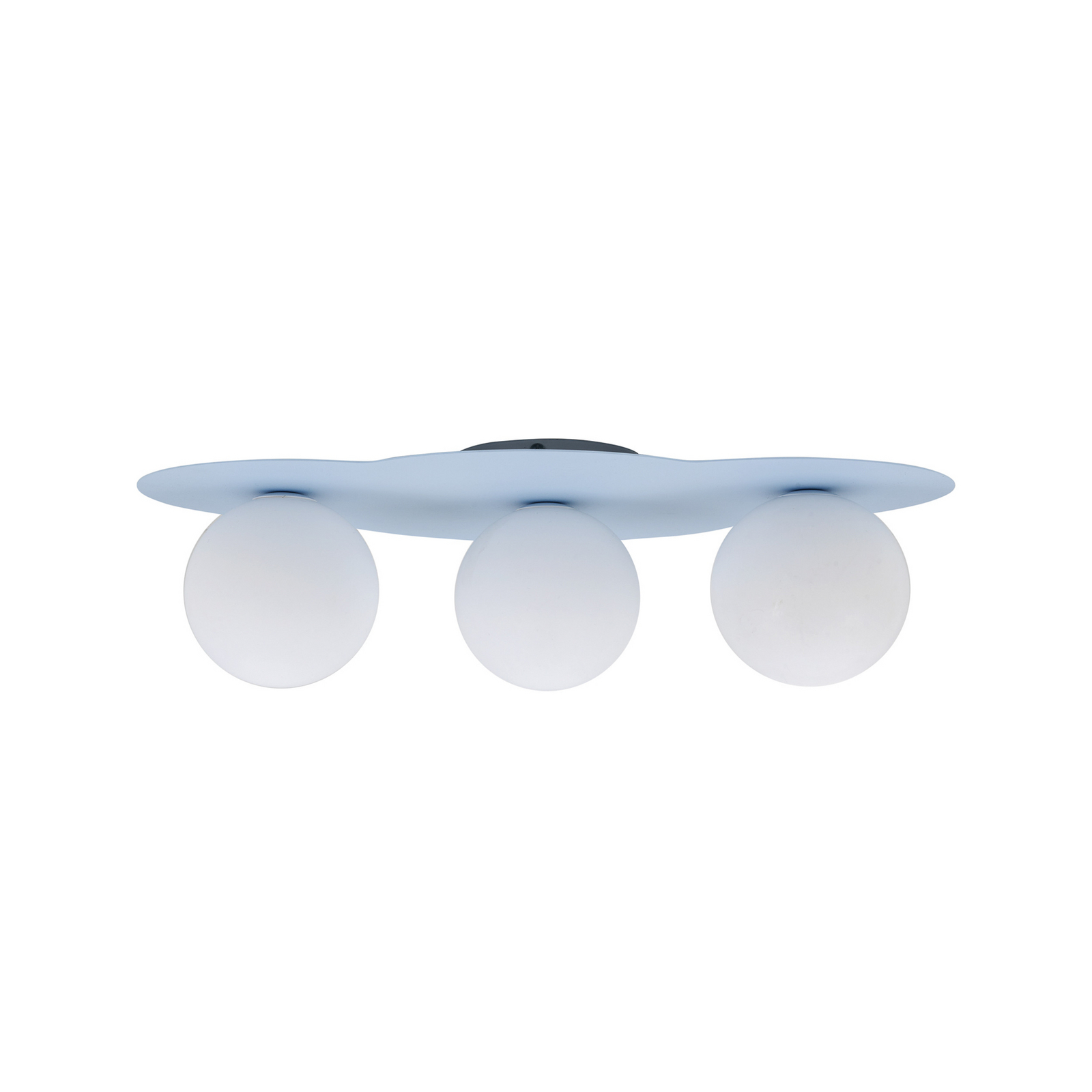 Cloud ceiling light, blue, 3-bulb, glass, length 51 cm, G9
