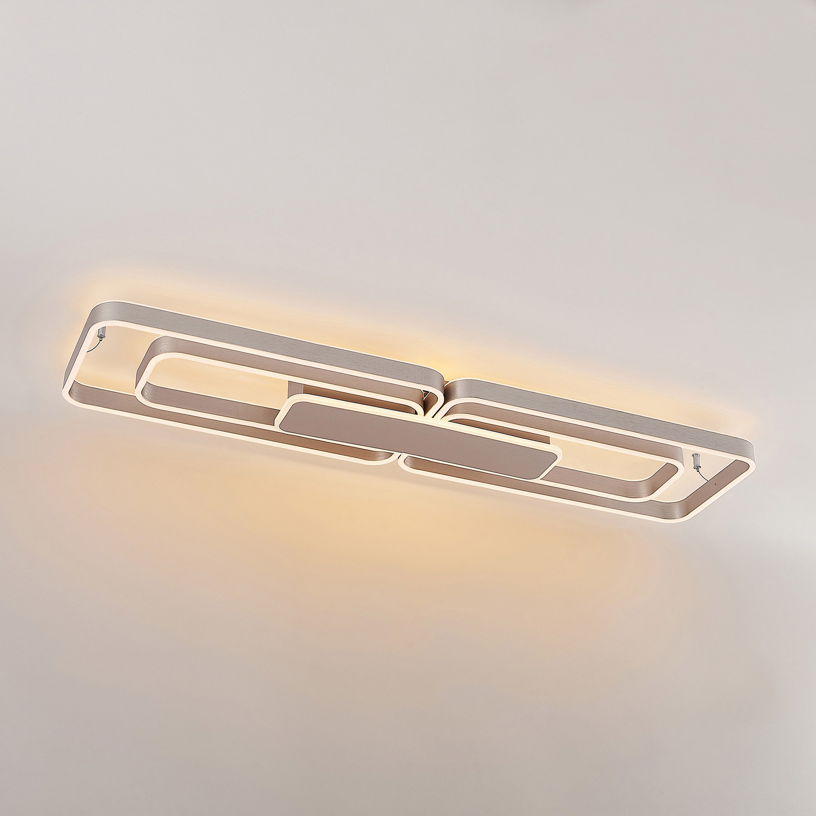 Lucande Kadira -LED-kattovalaisin 120 cm, nikkeli