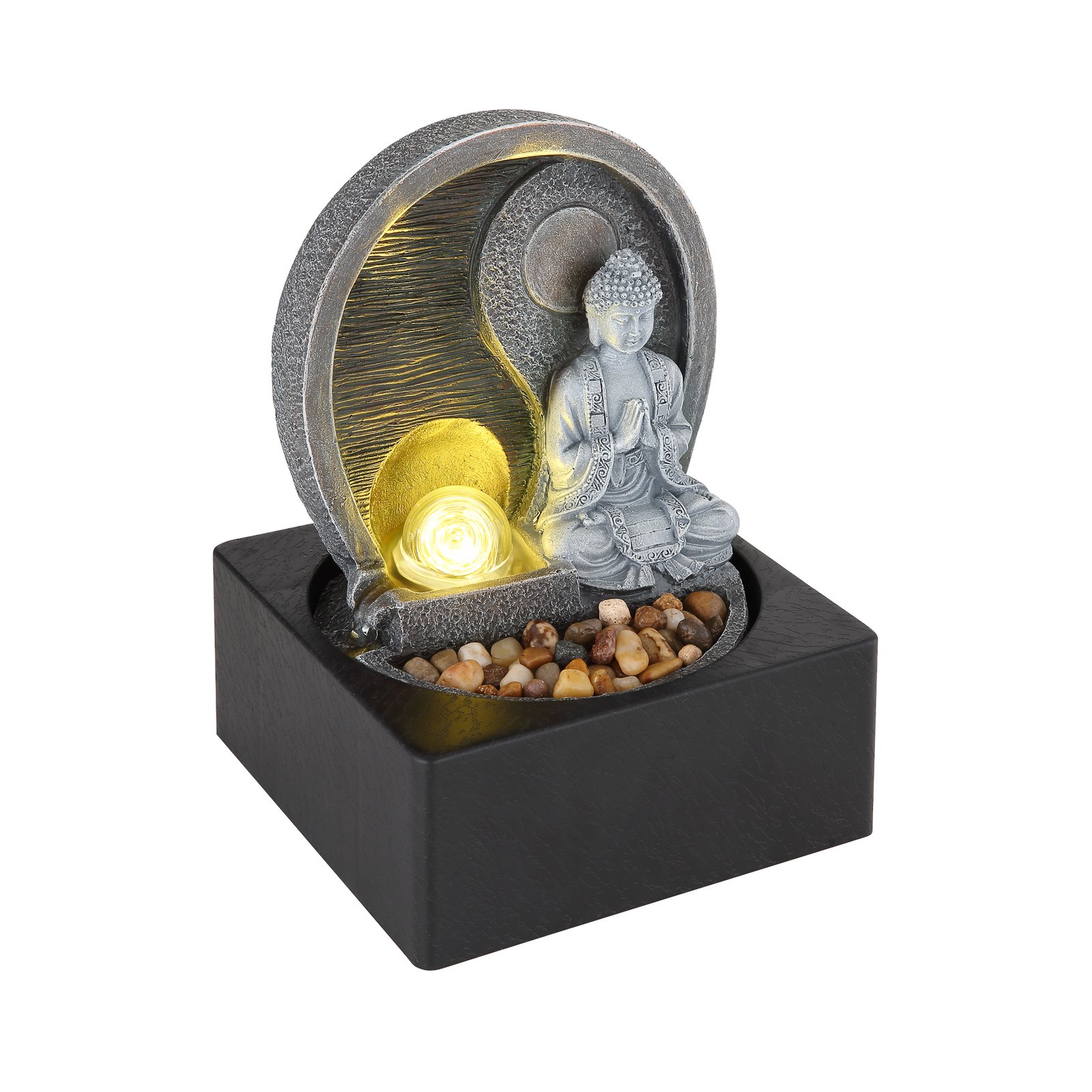 LED-Zimmerbrunnen Fontana, anthrazit/grau, Buddha