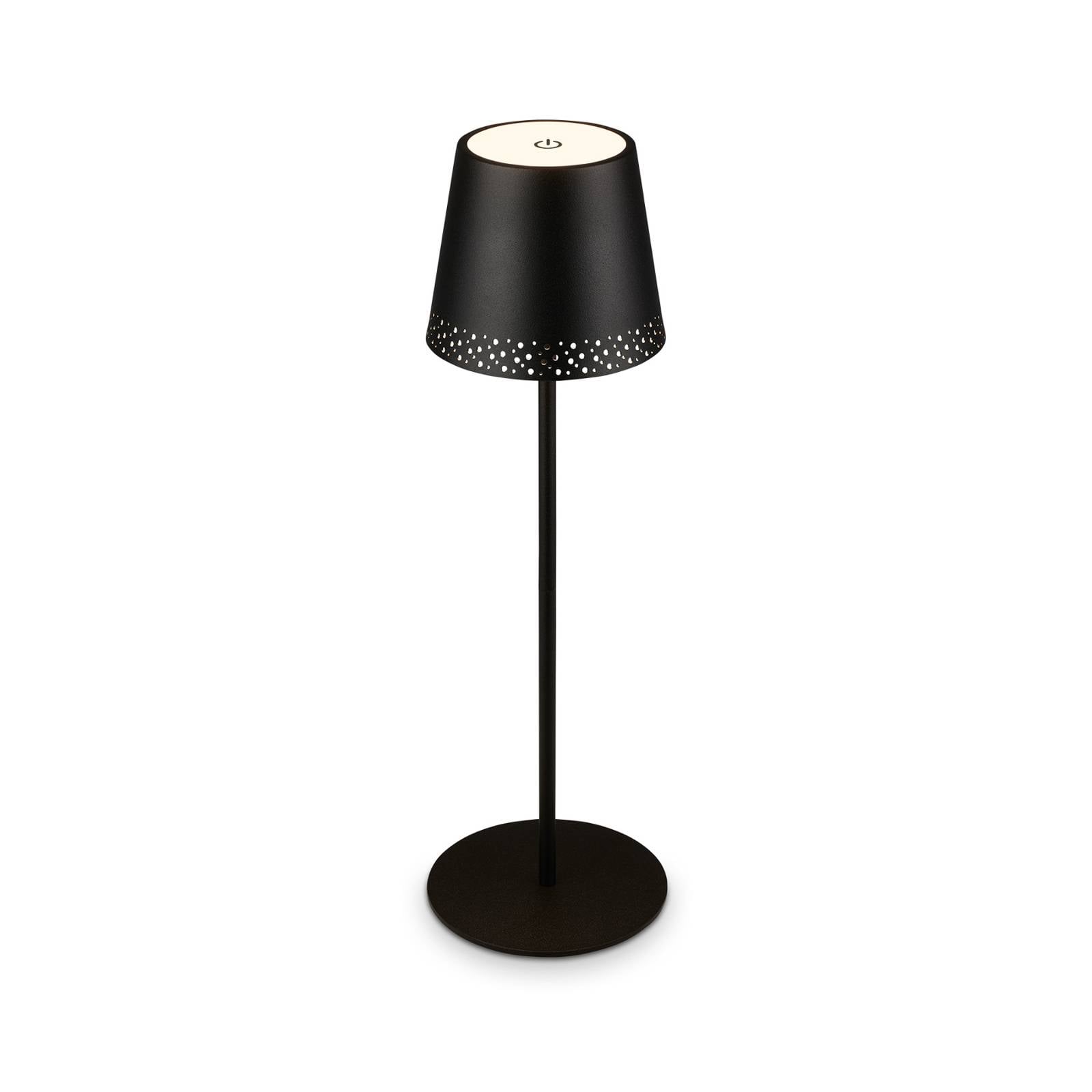 LED-Akku-Tischleuchte Kiki, schwarz, IP44, 3.000K