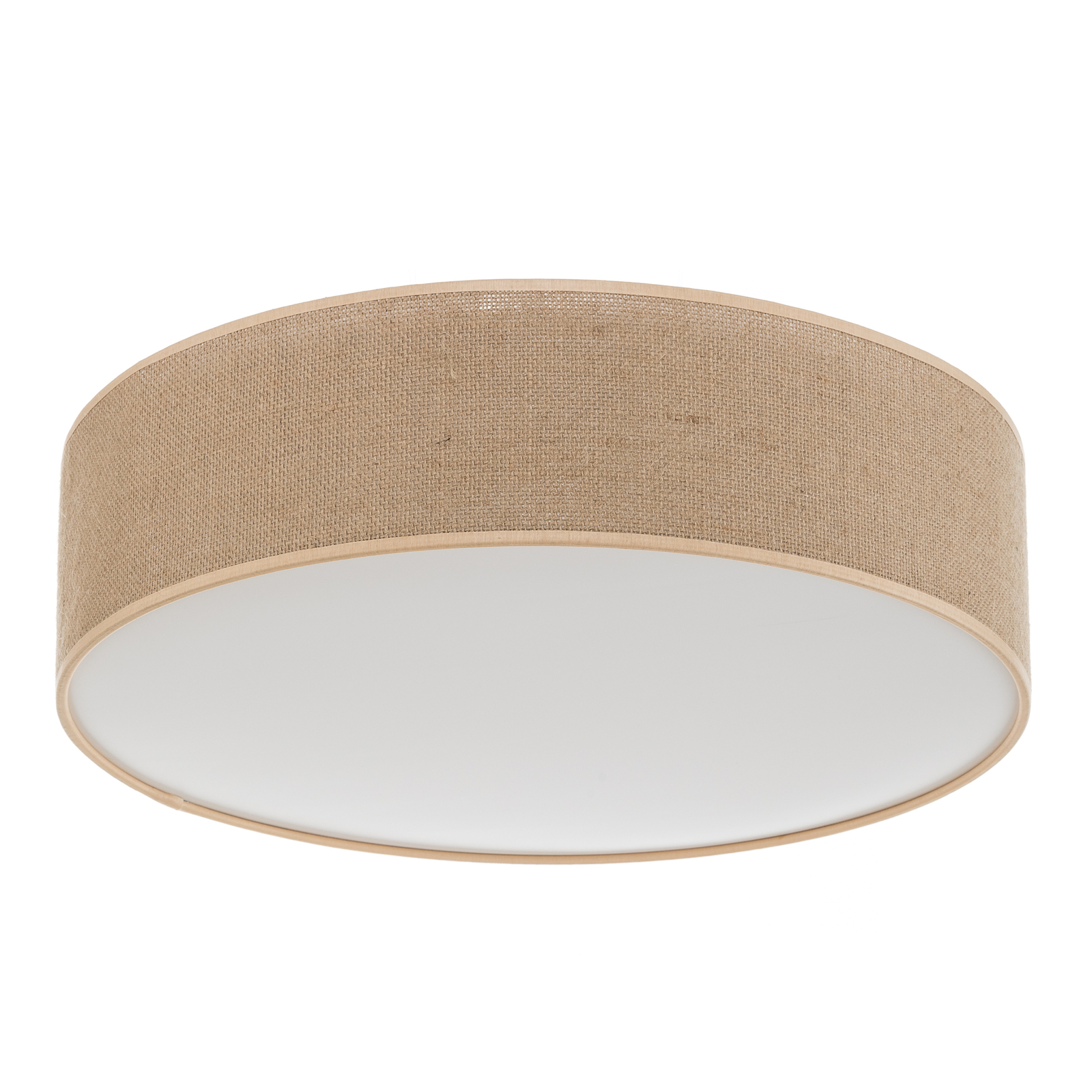 Jute ceiling light with a beige lampshade, Ø 48 cm