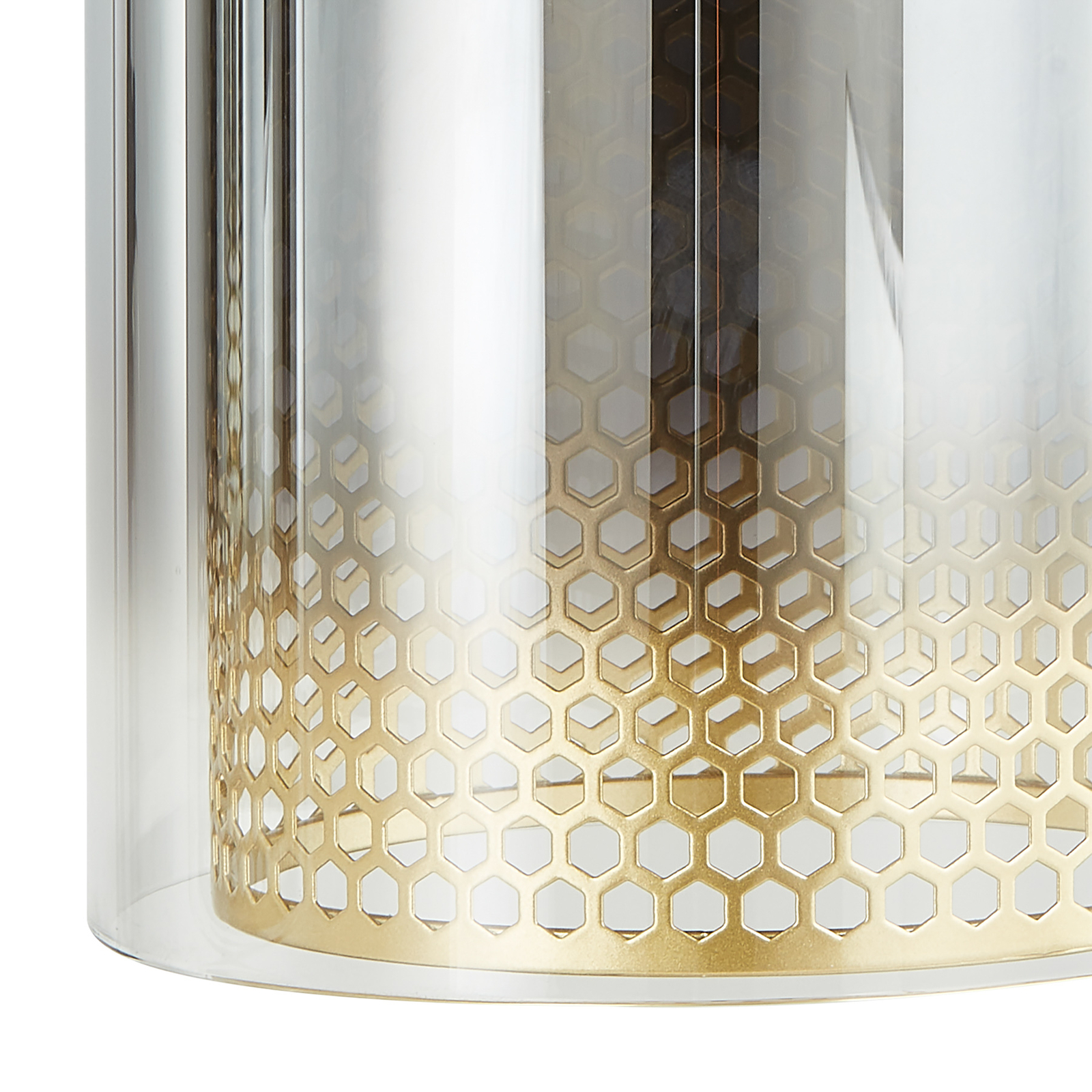 Lucande hanglamp Sterzy, Ø 15 cm, grijs, glas, E27
