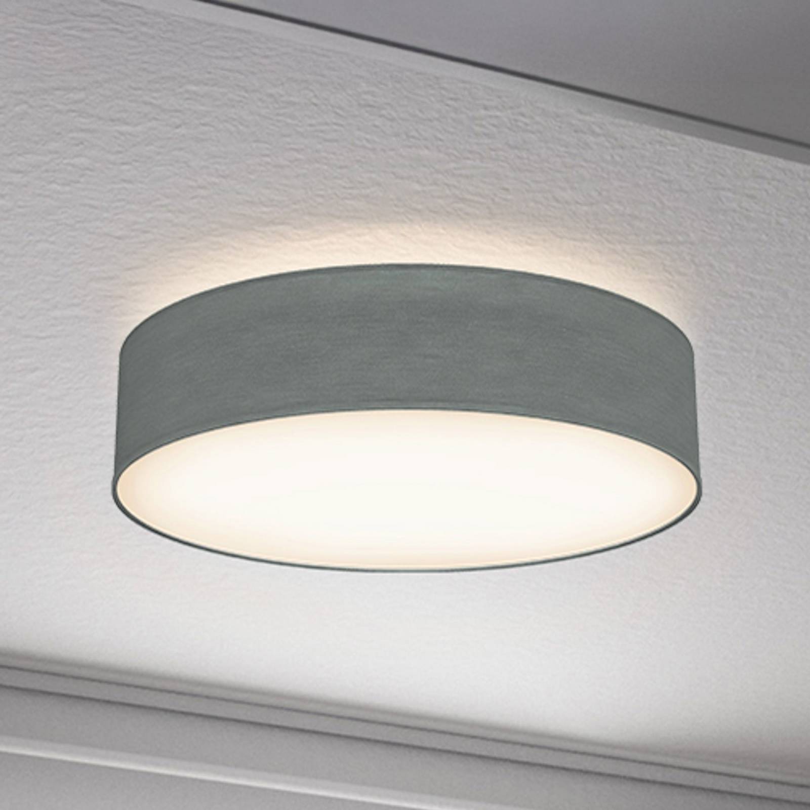 B.K. Licht Plafonnier Litora, gris, Ø 38 cm, textile, E27