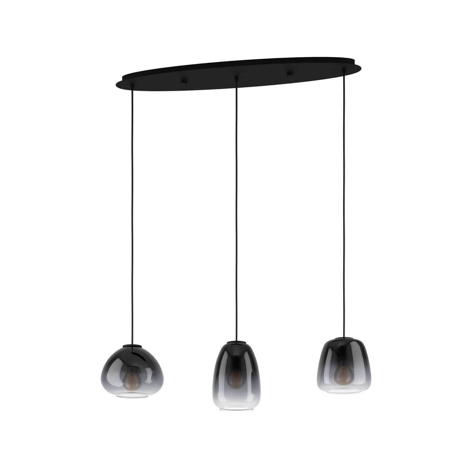 Suspension Aguilares verre fumé 3 lampes linéaire