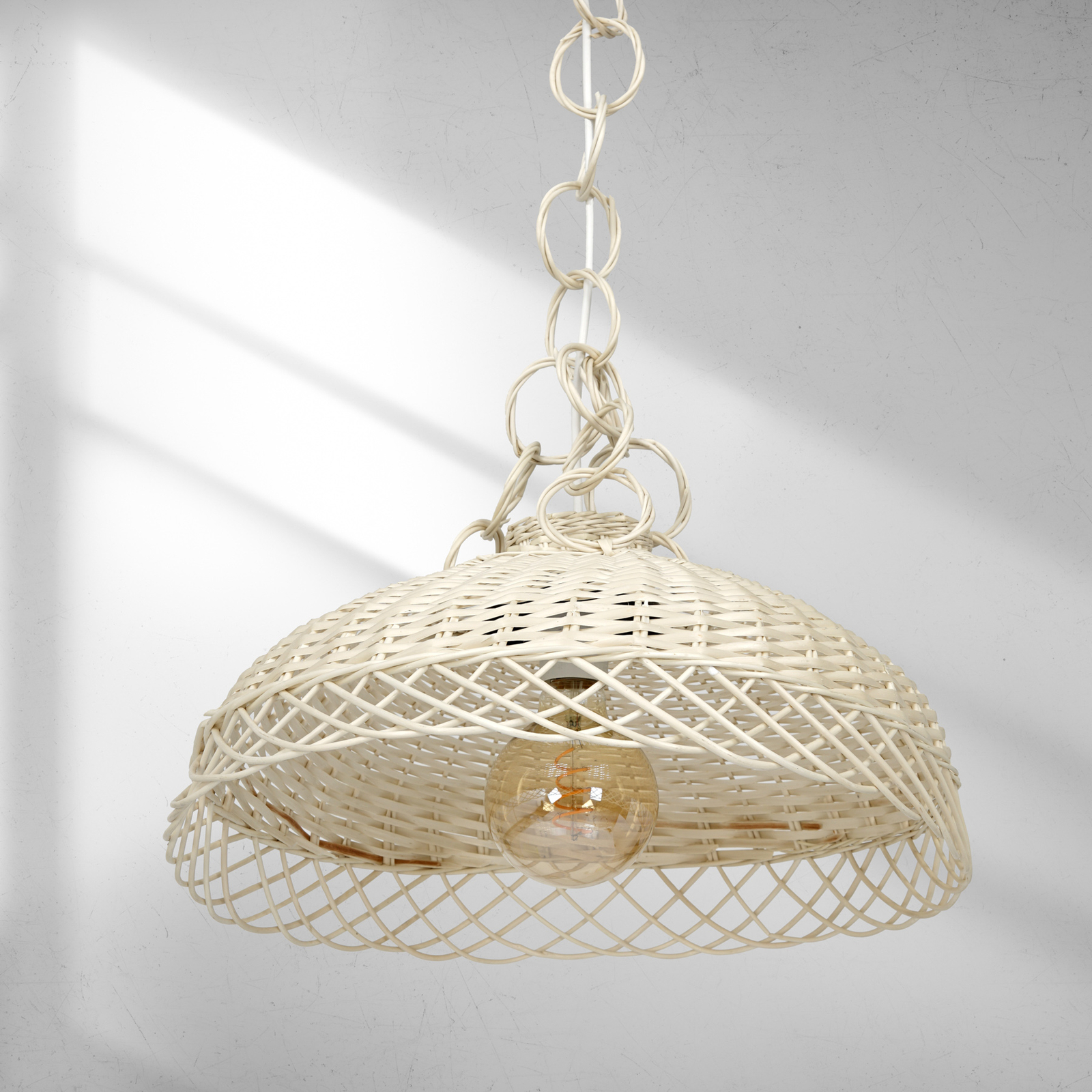 Függő lámpa Vimini fonott ernyő fehér Ø 44 cm