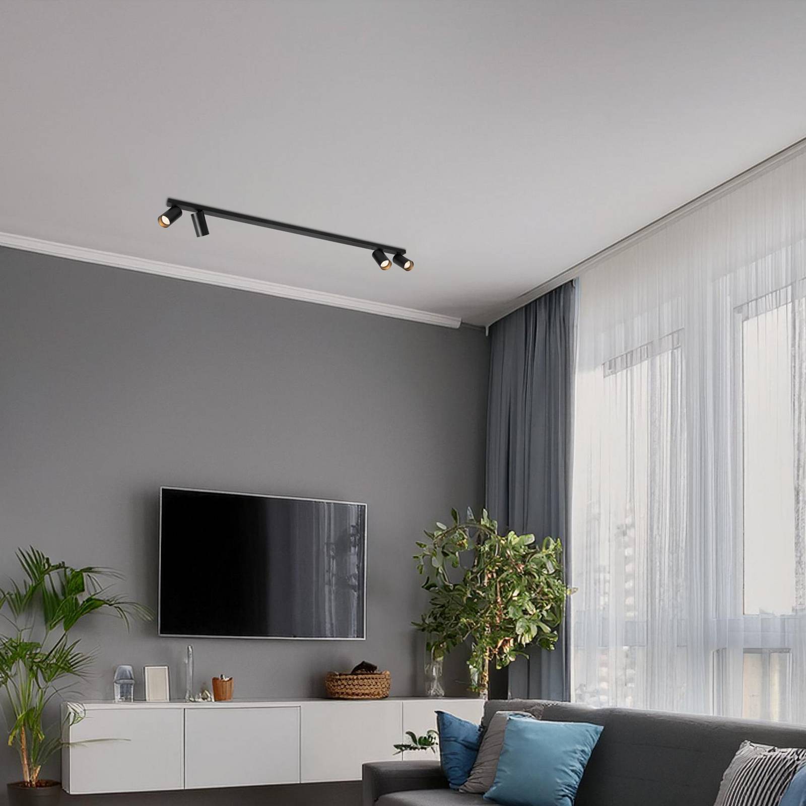 Deckenspot Hero, schwarz, 4-flammig, 120 cm, Metall, GU10 günstig online kaufen