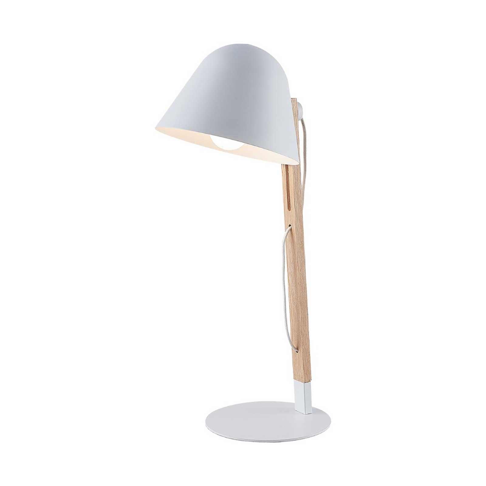 Lindby Tetja bordslampa med trästav, vit