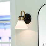 Aplique de pared Farum 1, negro/bronce, acero, cristal, G9