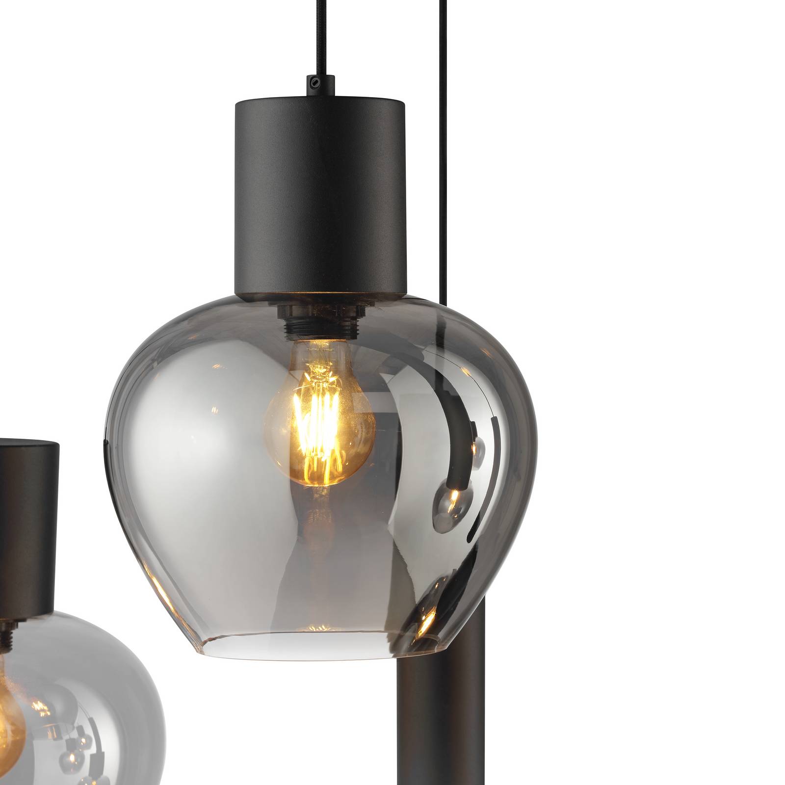 Hängelampe Ligari, schwarz/rauchgrau, Länge 126 cm, Glas günstig online kaufen