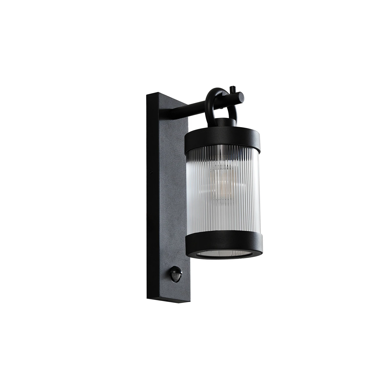 Lindby utendørs vegglampe Yrene, 20 cm, svart, sensor, Riffle