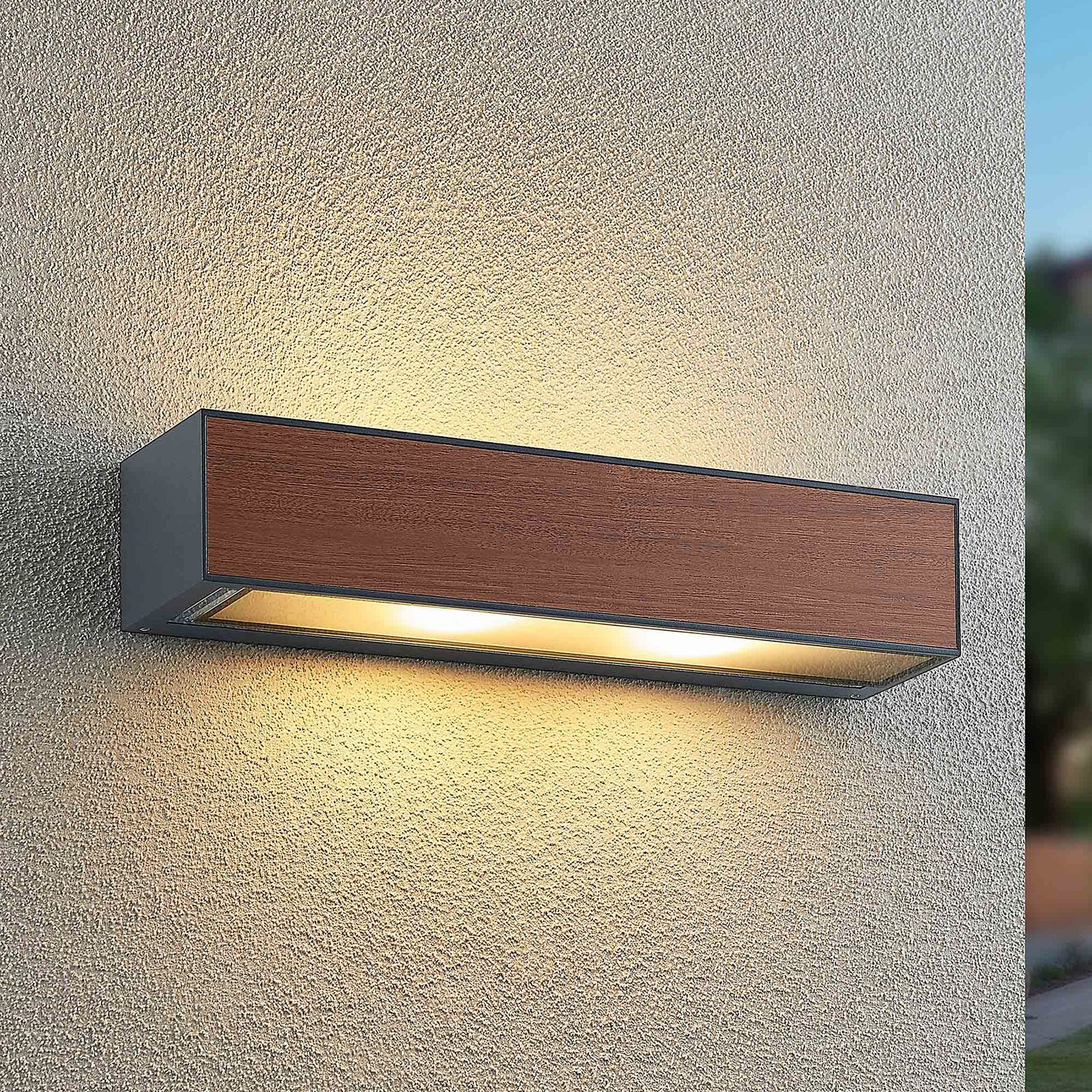Arcchio Miraz wall light, E27, wood look