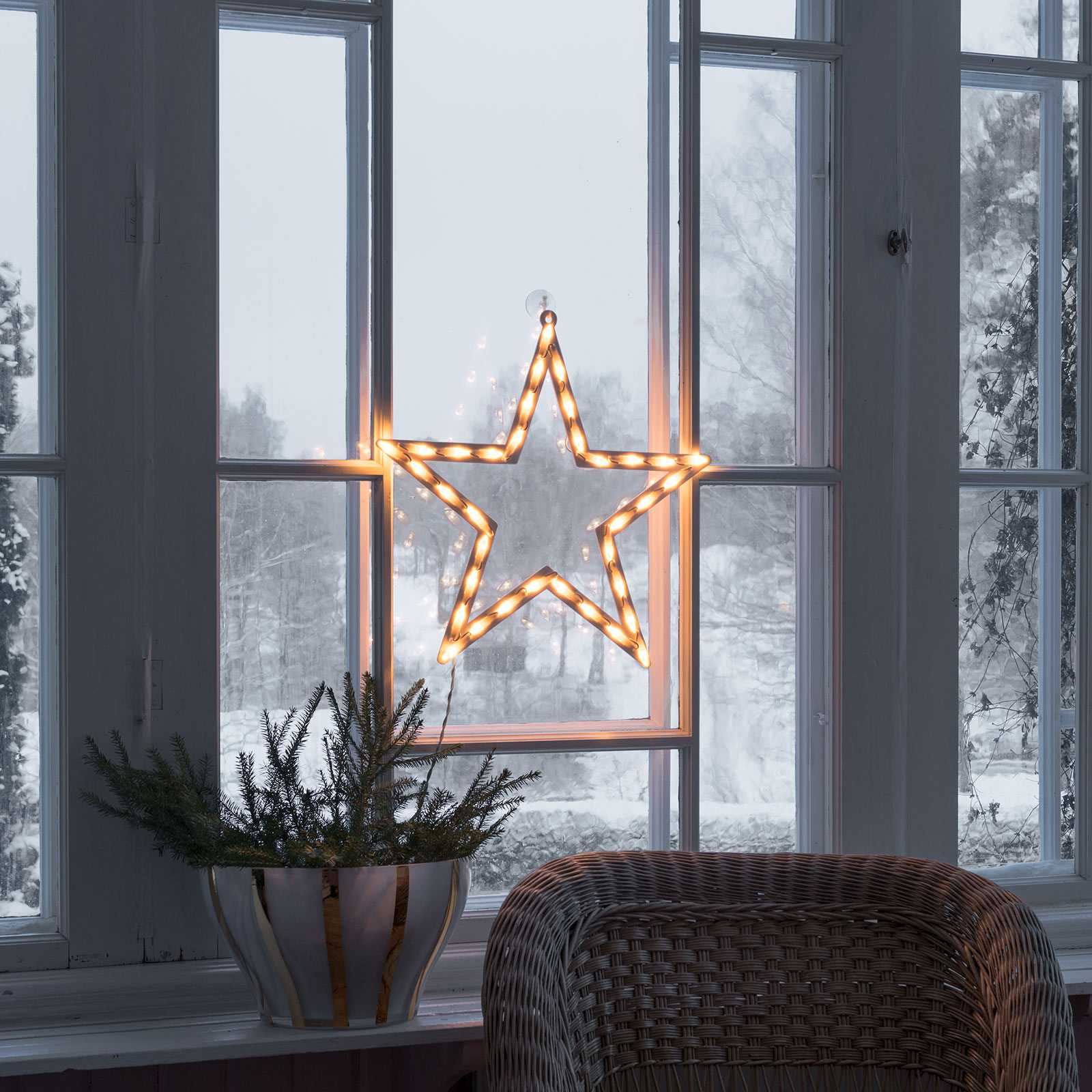 Okenní silueta Hvězda LED pro interiér teplá bílá
