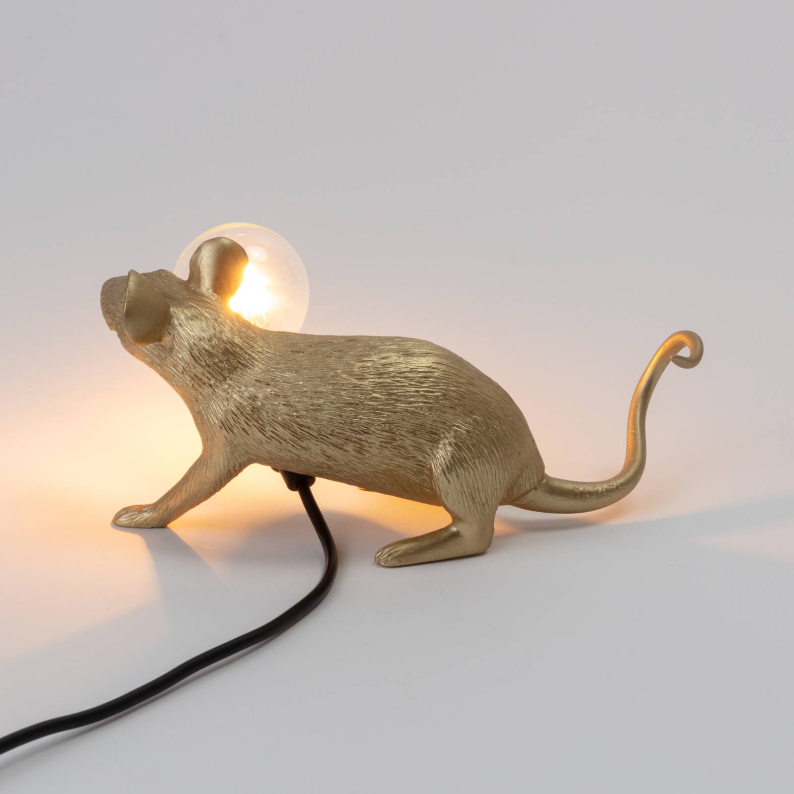 SELETTI Lampa myszka żarówka LED lampa dekoracyjna USB siedząca złota