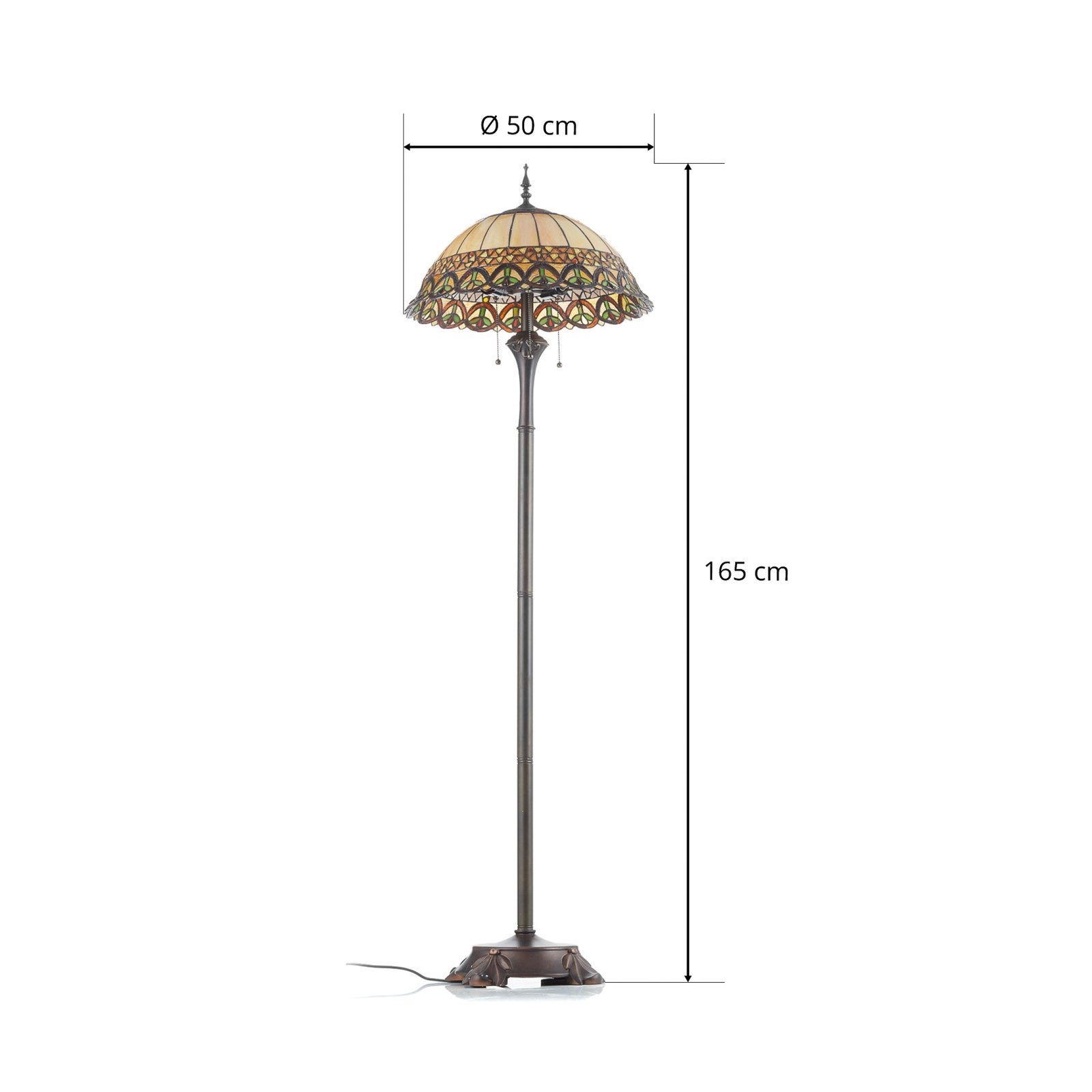 Frieda - lampadaire avec abat-jour Tiffany