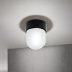 Plafonnier Ostia, noir, céramique, verre satiné, E27