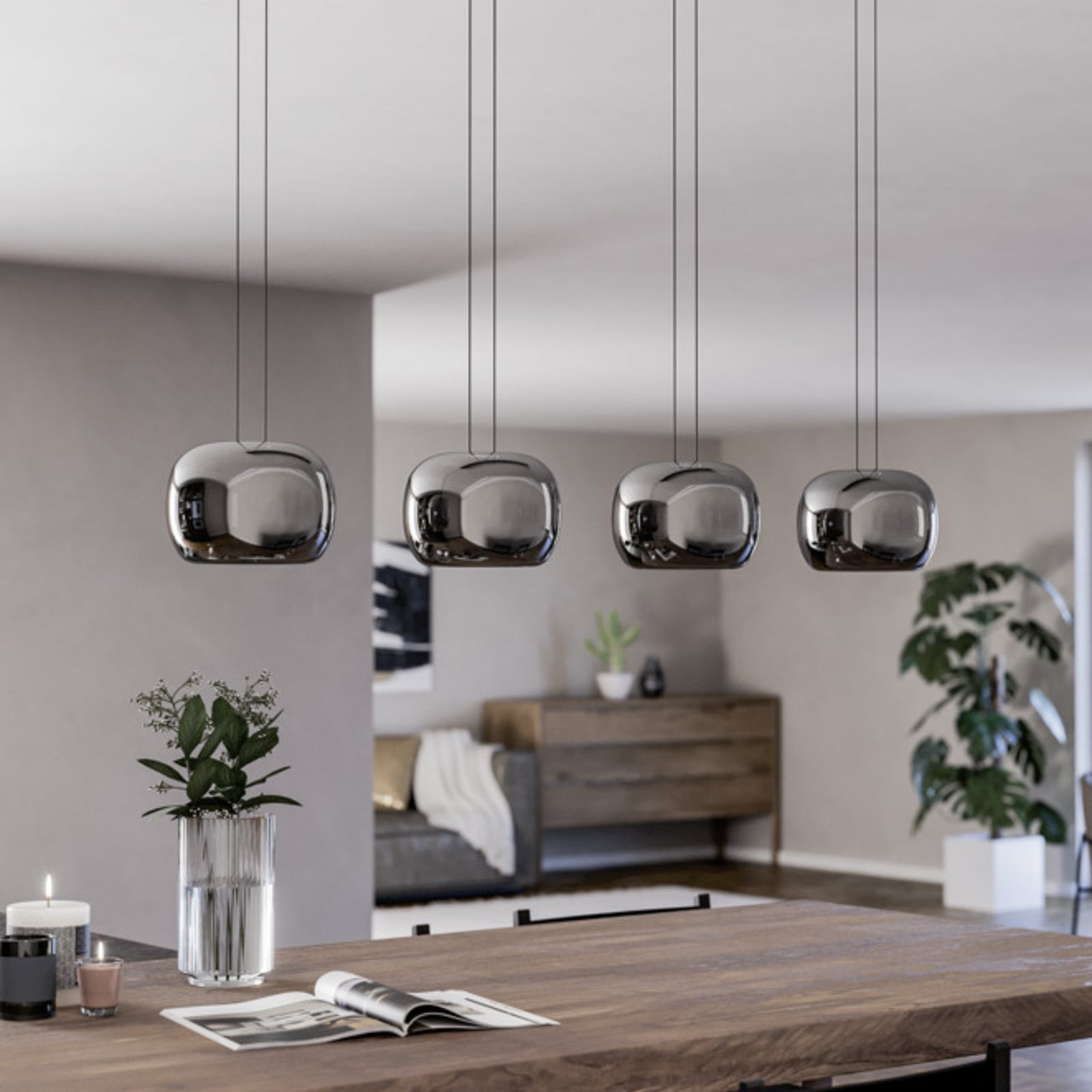 Lámpara colgante LED HORTUNAS de EGLO, longitud 126 cm, 4 luces, negra Lámpara colgante LED HORTUNAS de EGLO, longitud 126 cm, 4 luces, negra
