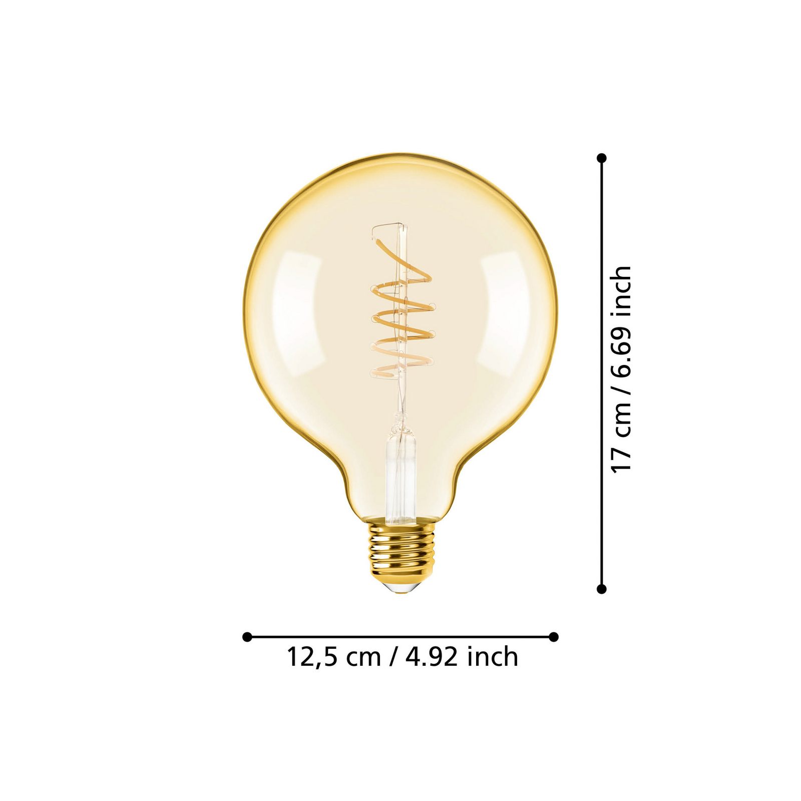LED globus svjetiljka E27 4W jantarna Ø 12,5 cm
