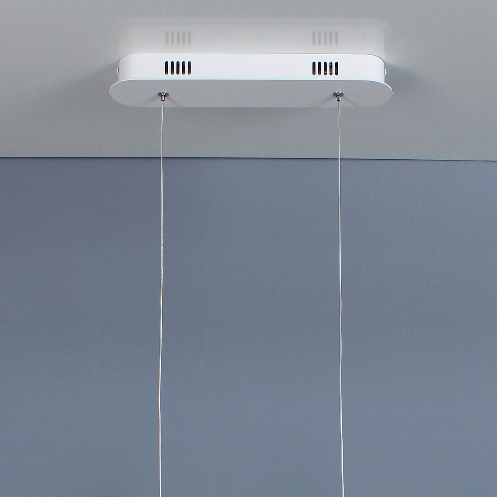 Sospensione LED Helix bianco-argento, lunga 80 cm