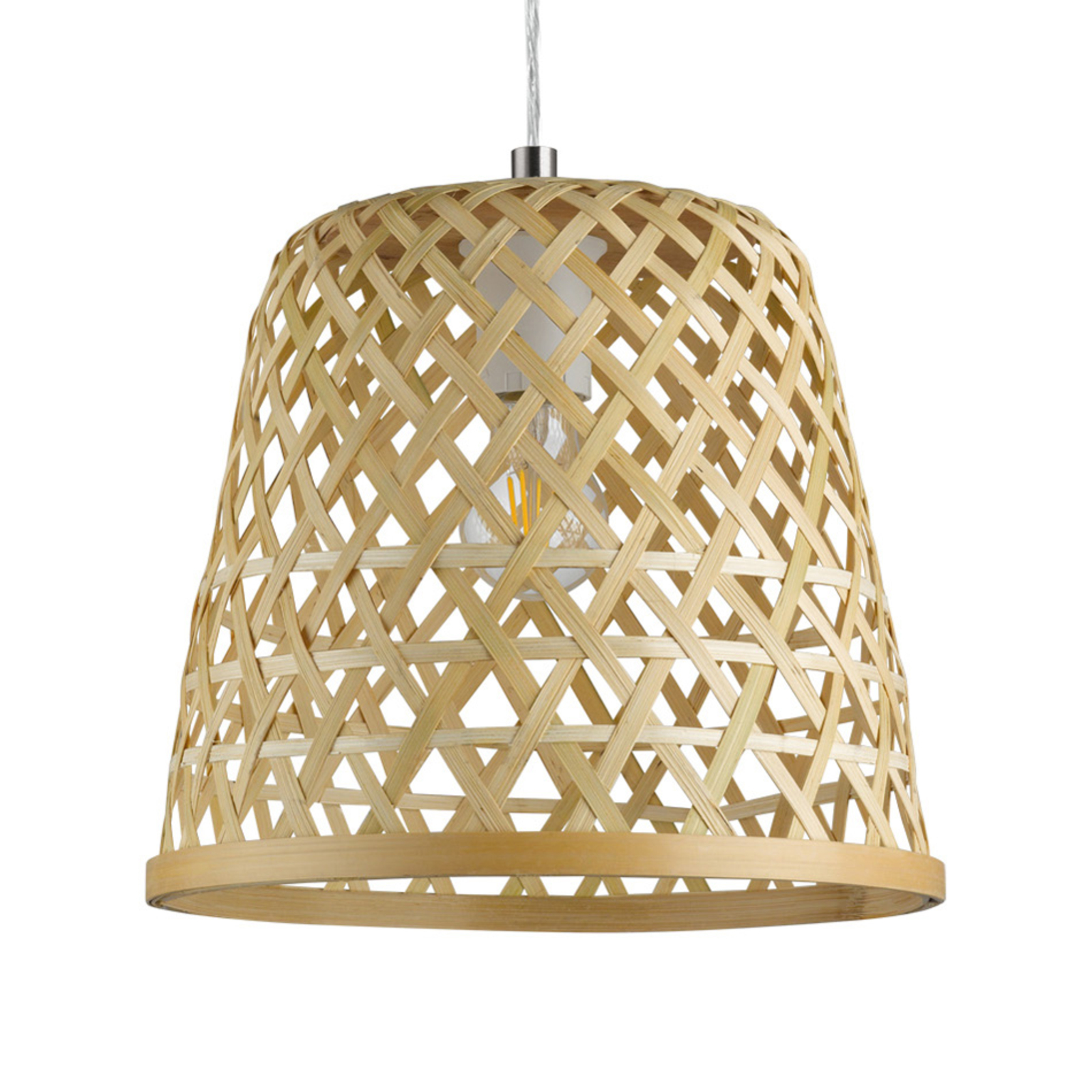 EGLO Kirkcolm hanging lamp wood lampshade 30cm natural, for Living / Dining Room, wood, E27, 60 W, energy efficiency: A++