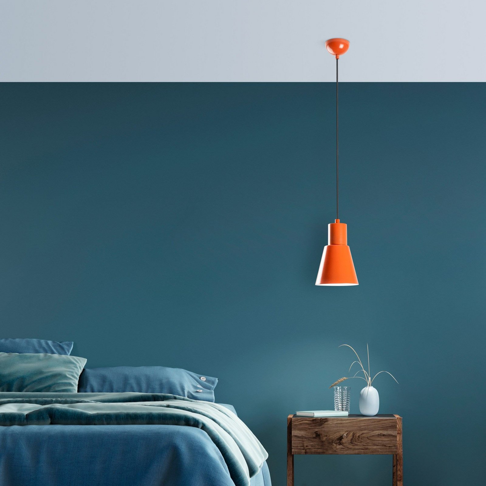Konikkem pendant light, orange, metal, Ø 14 cm, E27