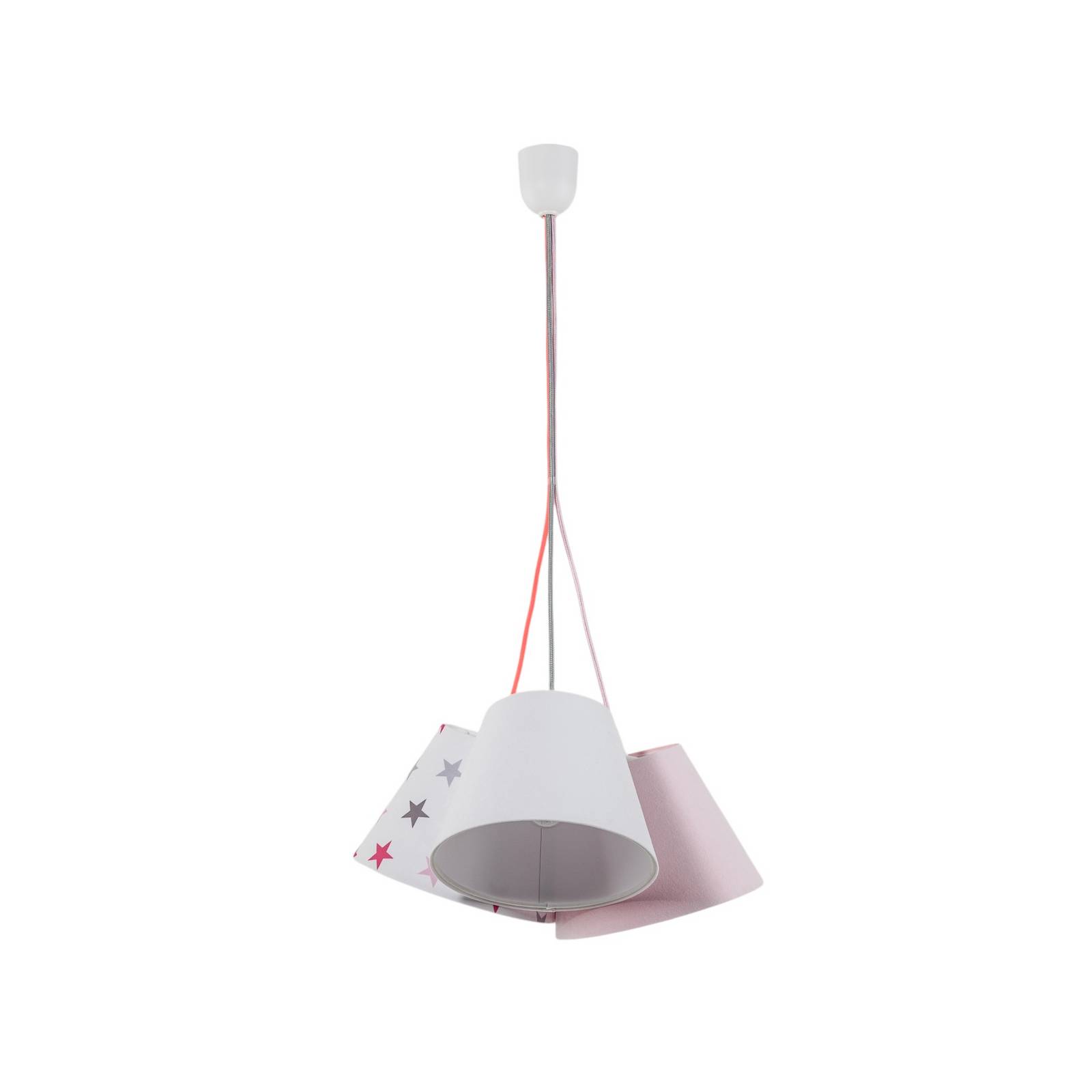 Kinderzimmer-Hängelampe Zsofia 3-flg. weiß/rosa