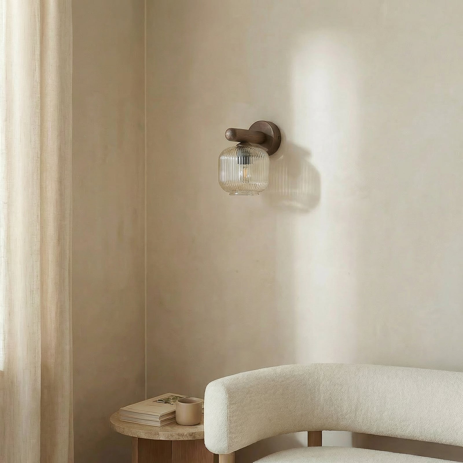 Salvia wall light, brown/cognac, glass, height 20 cm, E14