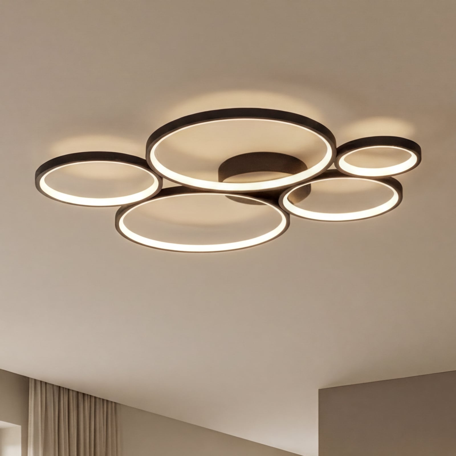 LED-Deckenlampe Rondo, schwarz matt