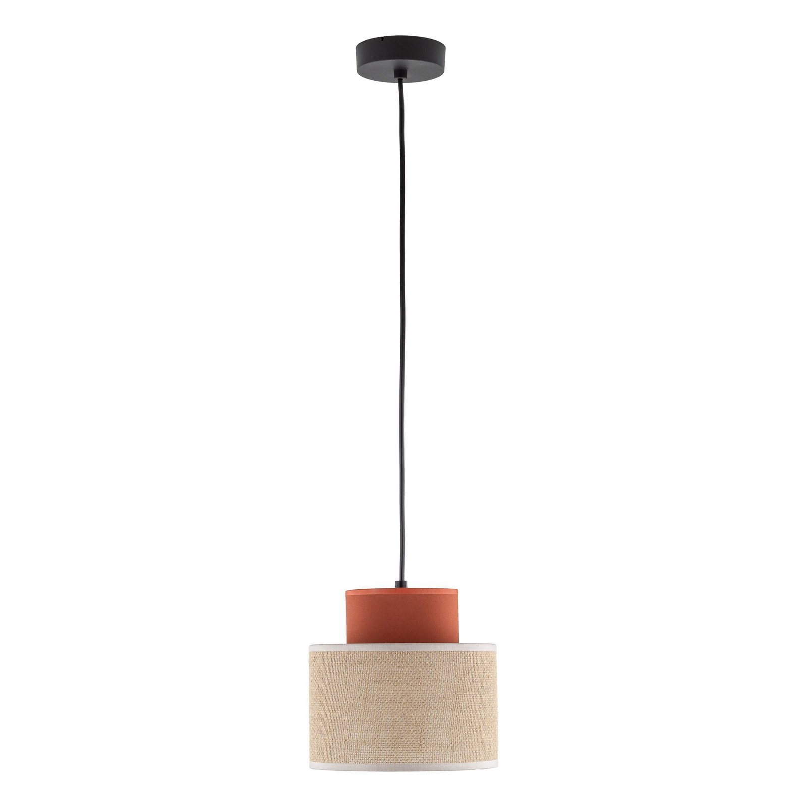 Duo hanglamp, jute kap, roestbruin/natuurbruin, Ø 20 cm