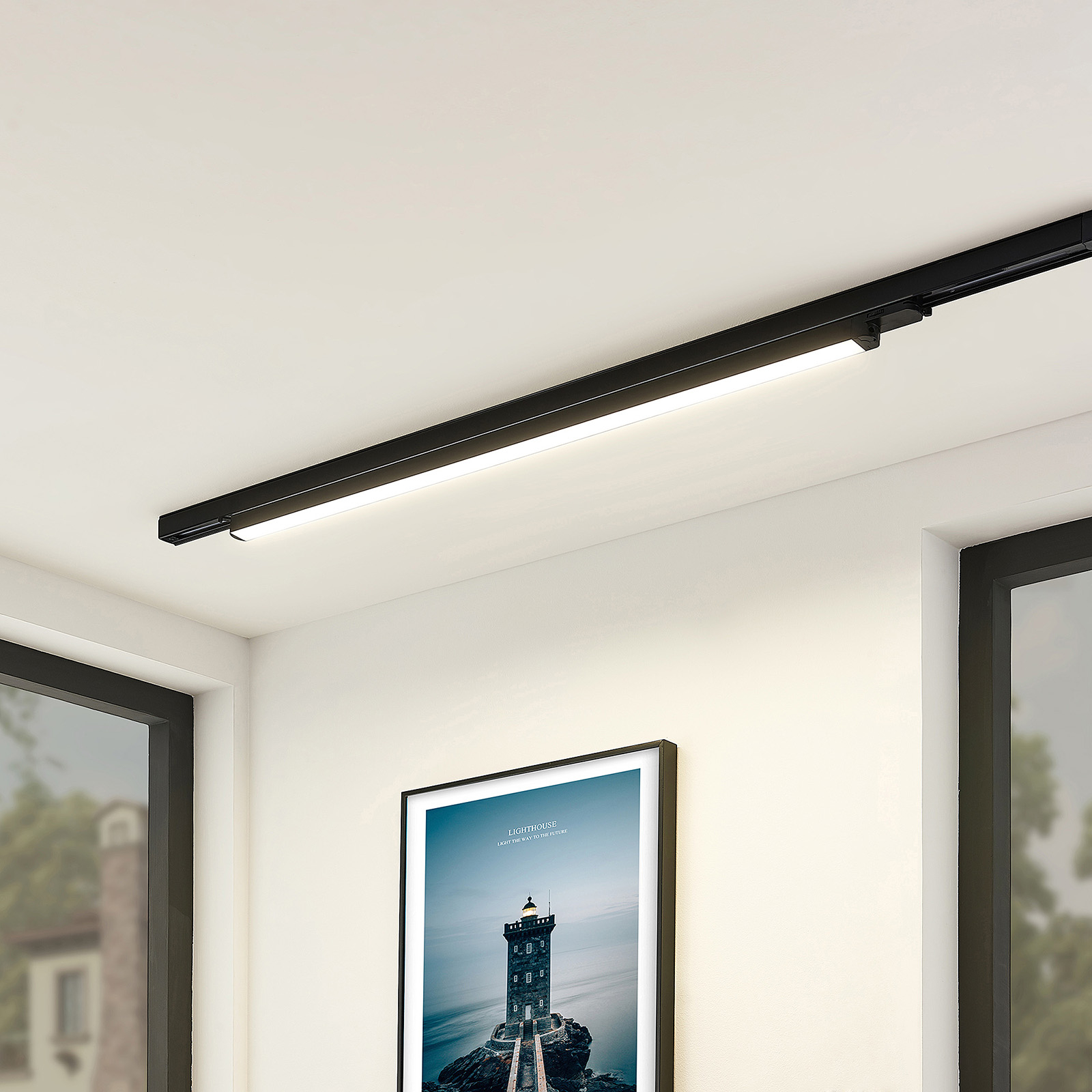 Arcchio Harlow LED light black 109 cm 4,000 K, for Workroom / Office, plastic, aluminium, 27 W, energy efficiency: A+, L: 108.7 cm, W: 3.3 cm, H: 5.2 cm