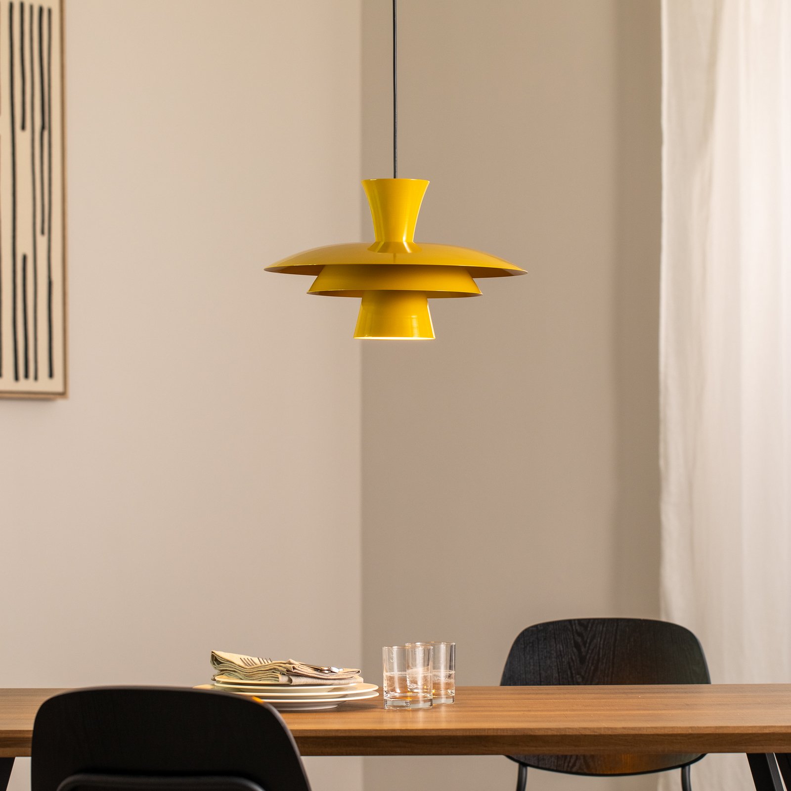 Suspension Plato, jaune moutarde, métal, Ø 38 cm, E27