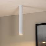 Spot pour plafond Tecno 1L, acier, GU10, hauteur 45 cm, blanc