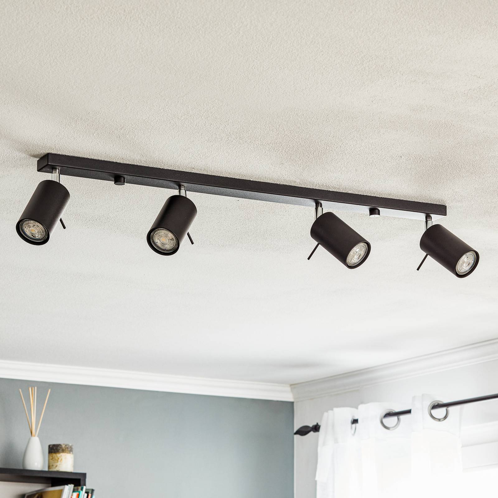 sollux lighting spot pour plafond round noir, 4 lampes linéaire