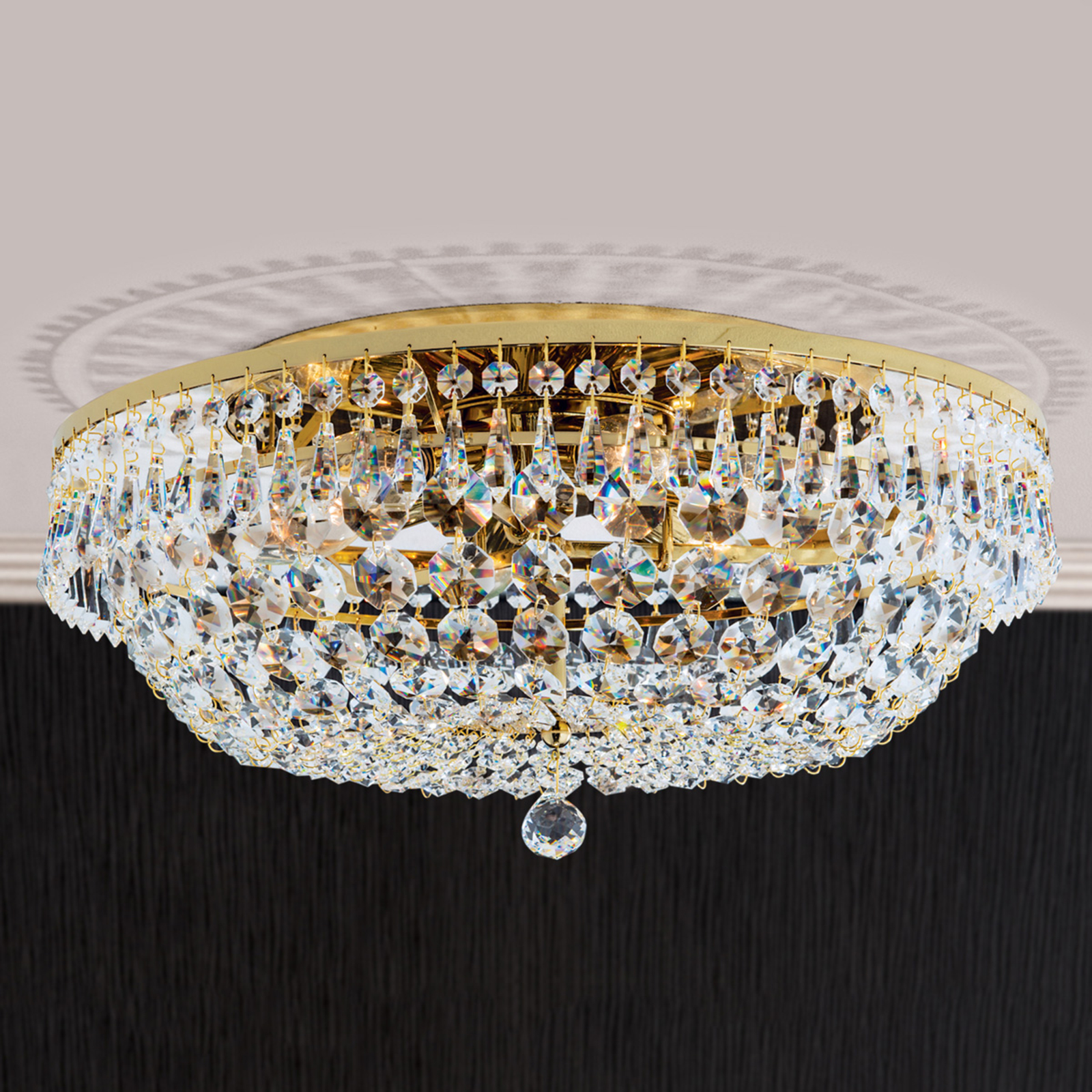 SHERATA - kulaté stropní světlo, zlaté 45 cm