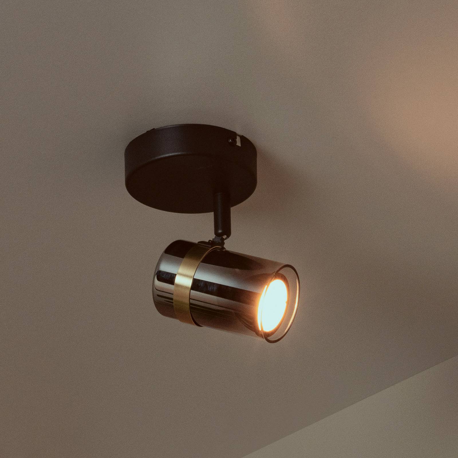 Deckenstrahler Upton, Höhe 13 cm, schwarz/rauchgrau, Metall günstig online kaufen