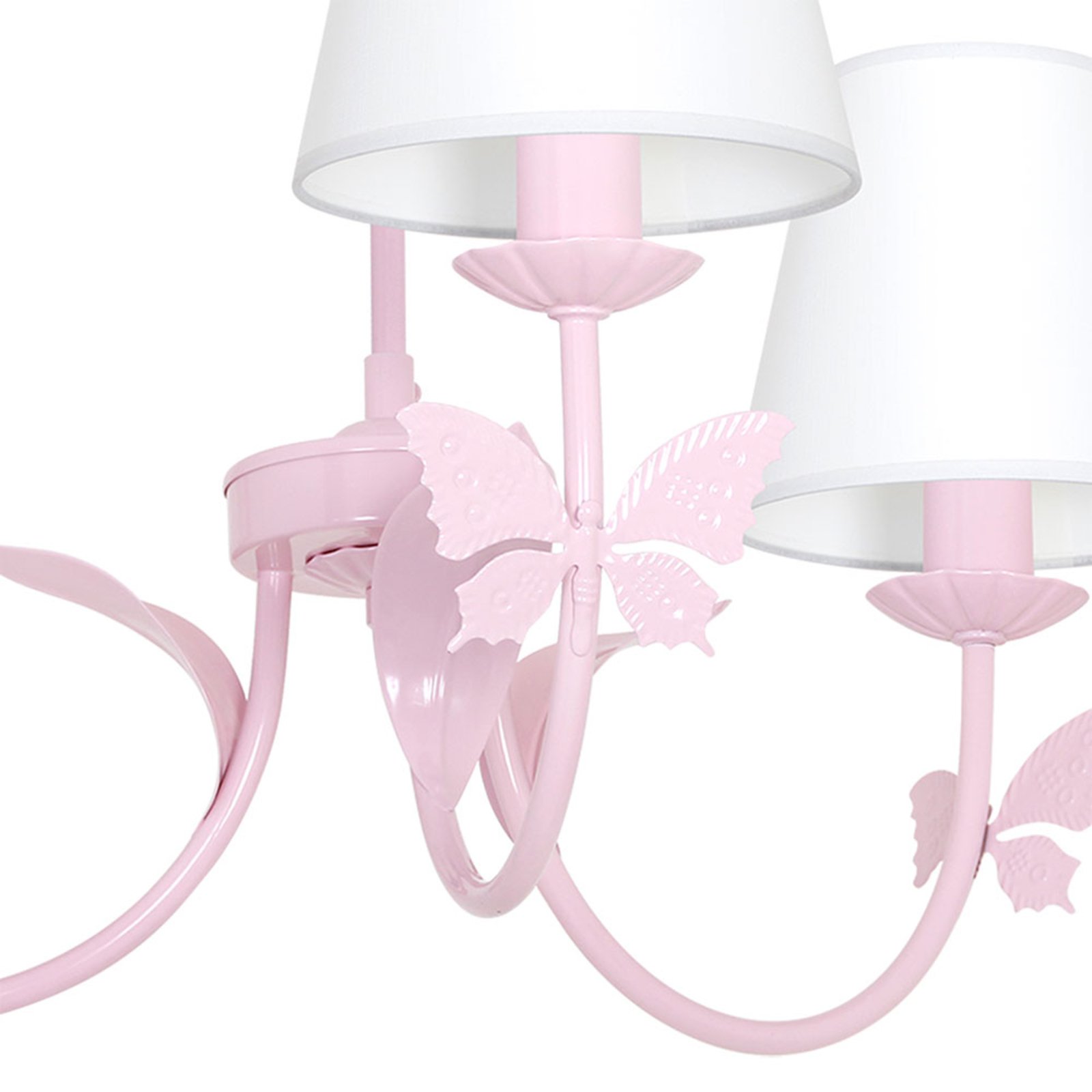 Lámpara de araña Alice, rosa, 3 pantalla blancas