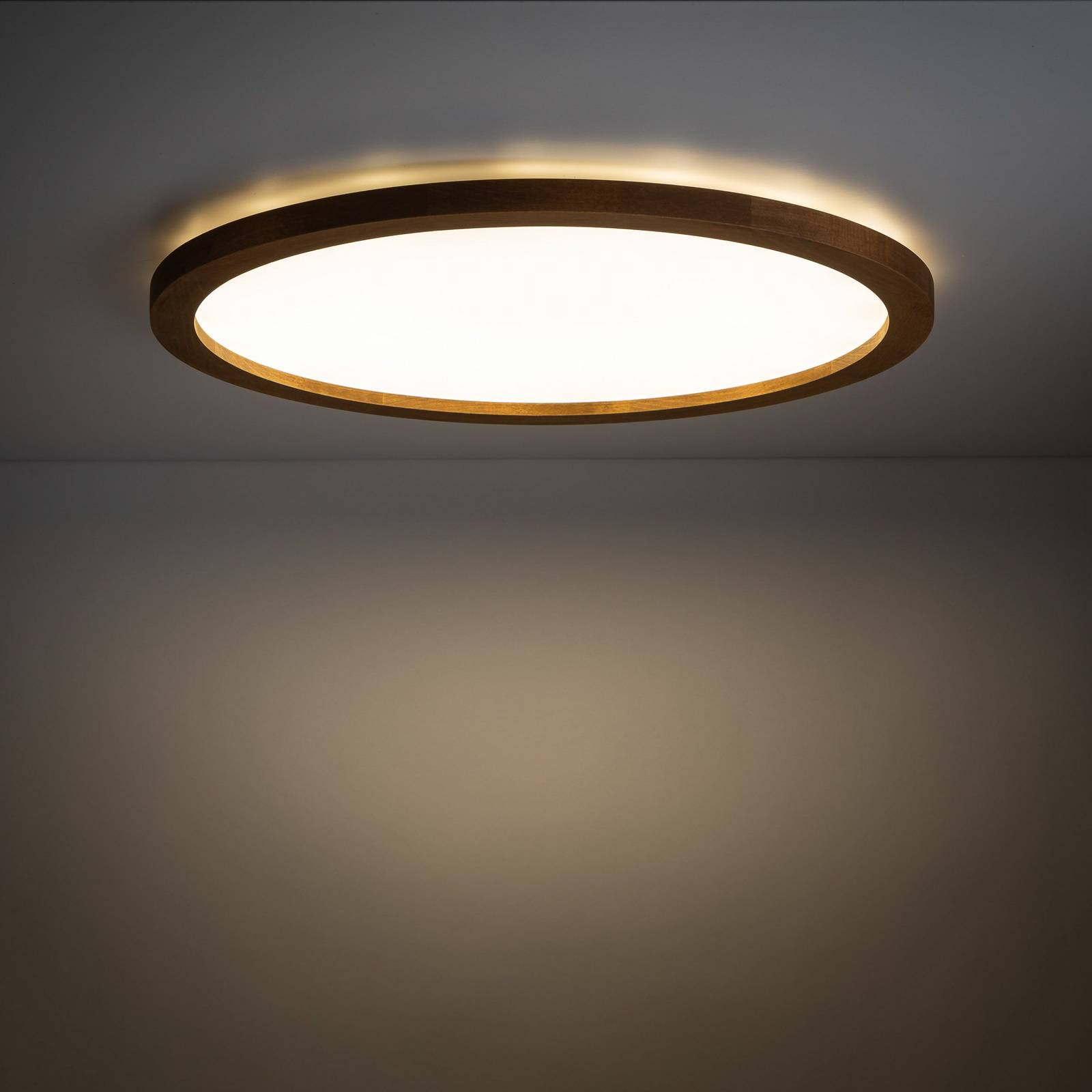 Panel LED Aqua, orzech, Ø 52,5 cm, 45 W