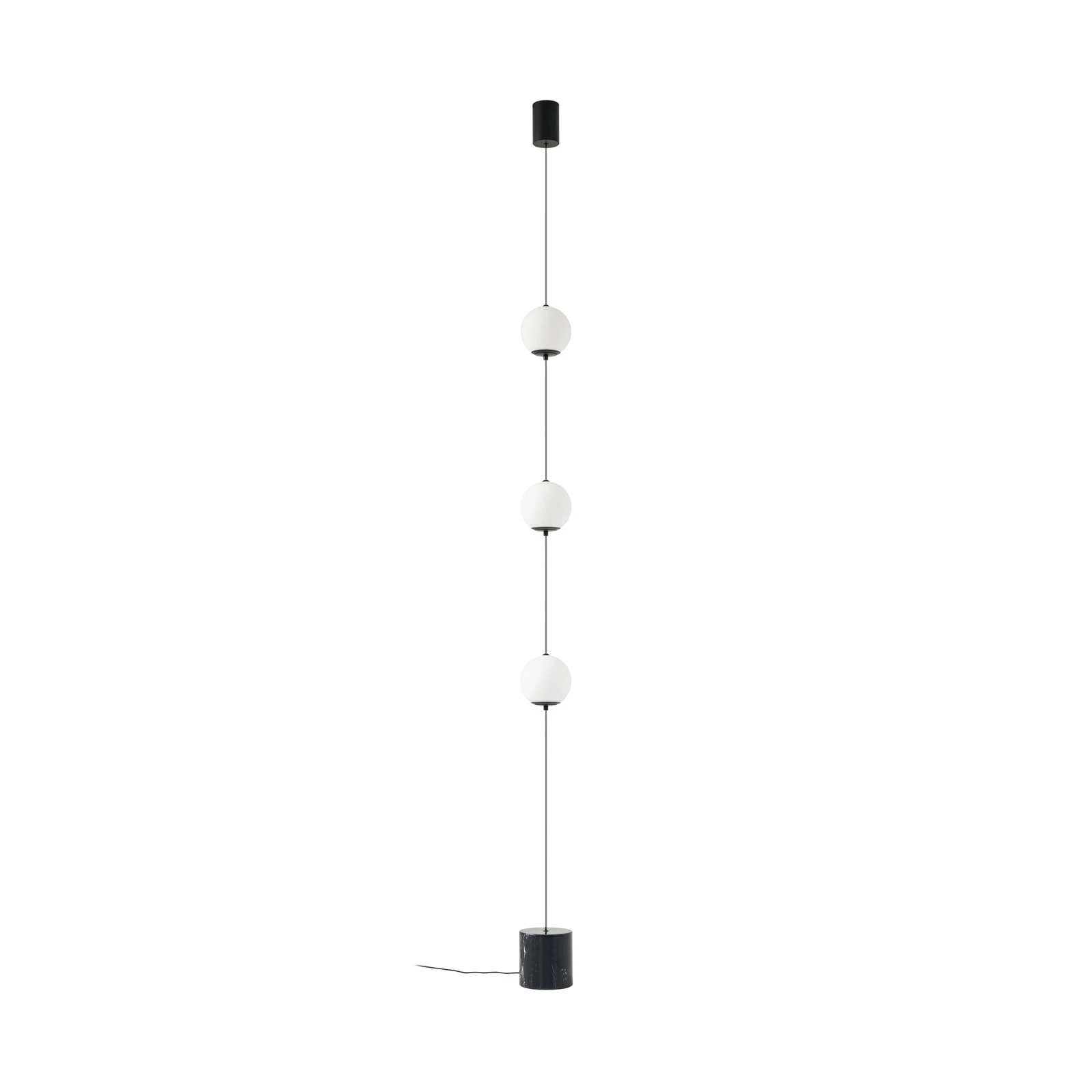 Lucande LED-Stehleuchte Darrow, μαύρο/οπαλίνα, γυαλί, ρυθμιζόμενο