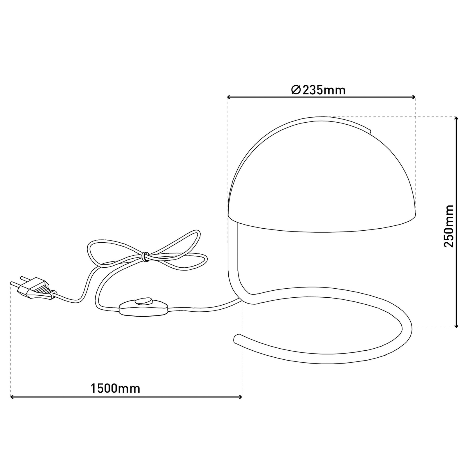 Stolna lampa Burano, crna, visina 25 cm, staklo/metal, E27