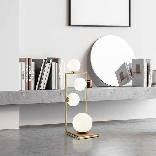 Buble table lamp gold opal glass 4-bulb dimmer | Lights.co.uk