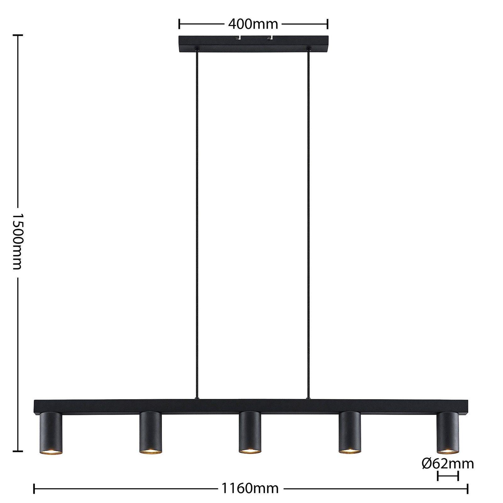 Baliko 5 Závěsná Lampa Black - Lindby