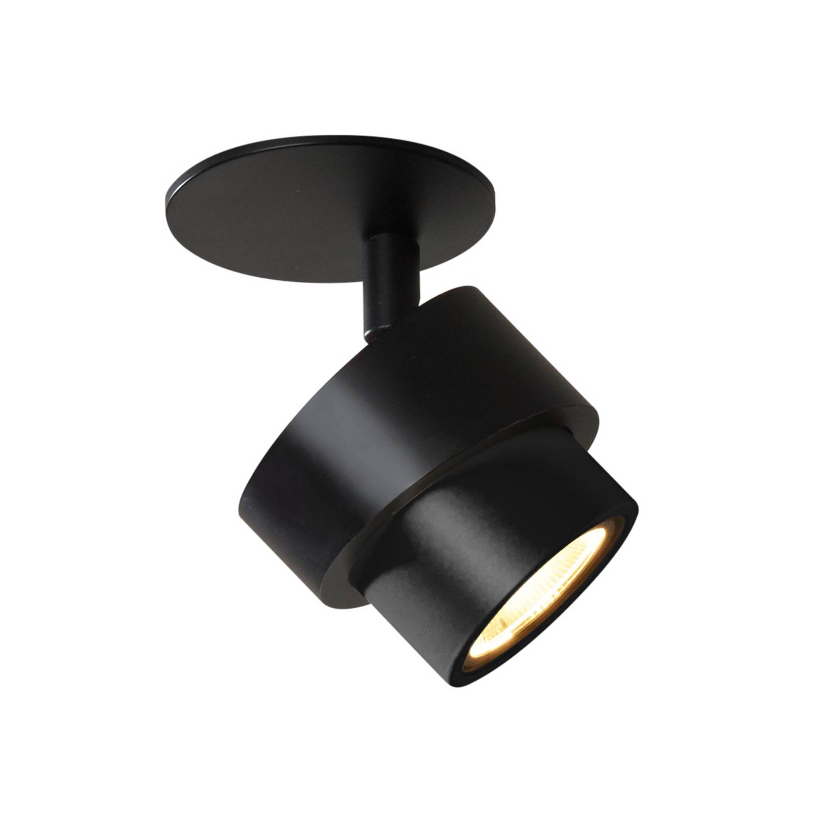 LED-Einbauspot BRUSH, schwarz, Ø 7 cm, Metall, dim, 2.700 K