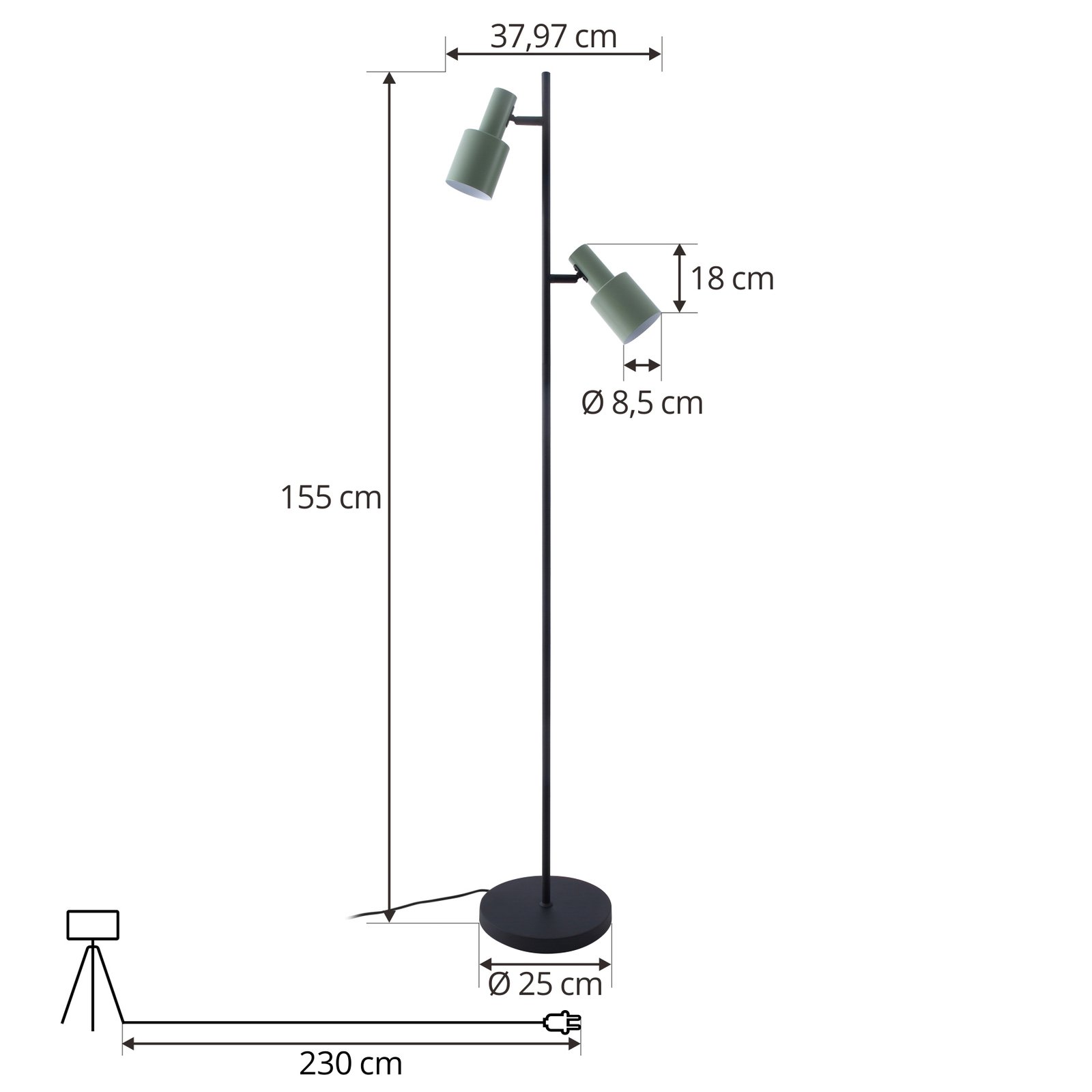 Ovelia Gulvlampe Green/Black - Lindby