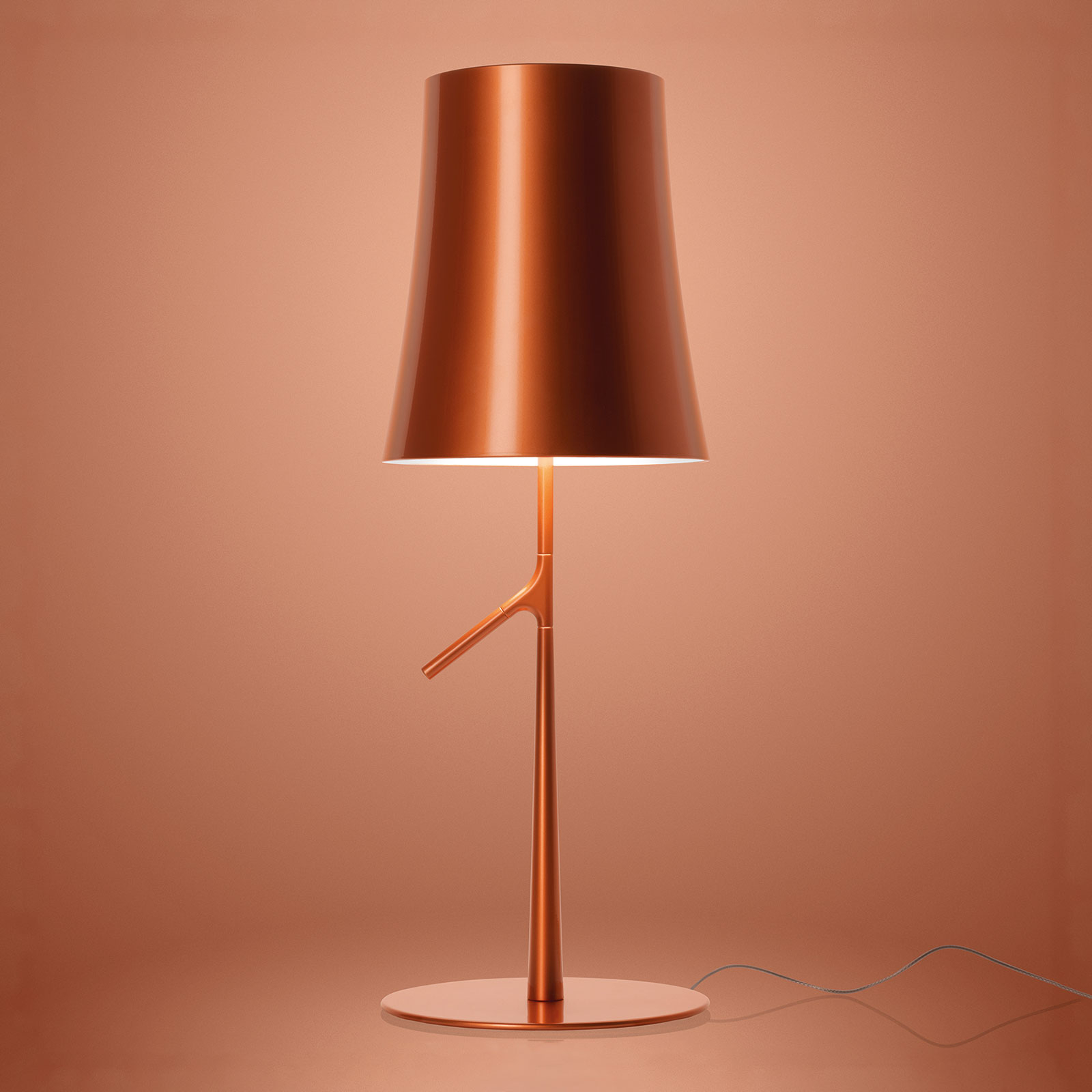 FOSCARINI Foscarini Birdie LED grande table lamp copper, for Living / Dining Room, polycarbonate, varnished steel, metal, 8.4 W, energy efficiency: A+, H: 70 cm