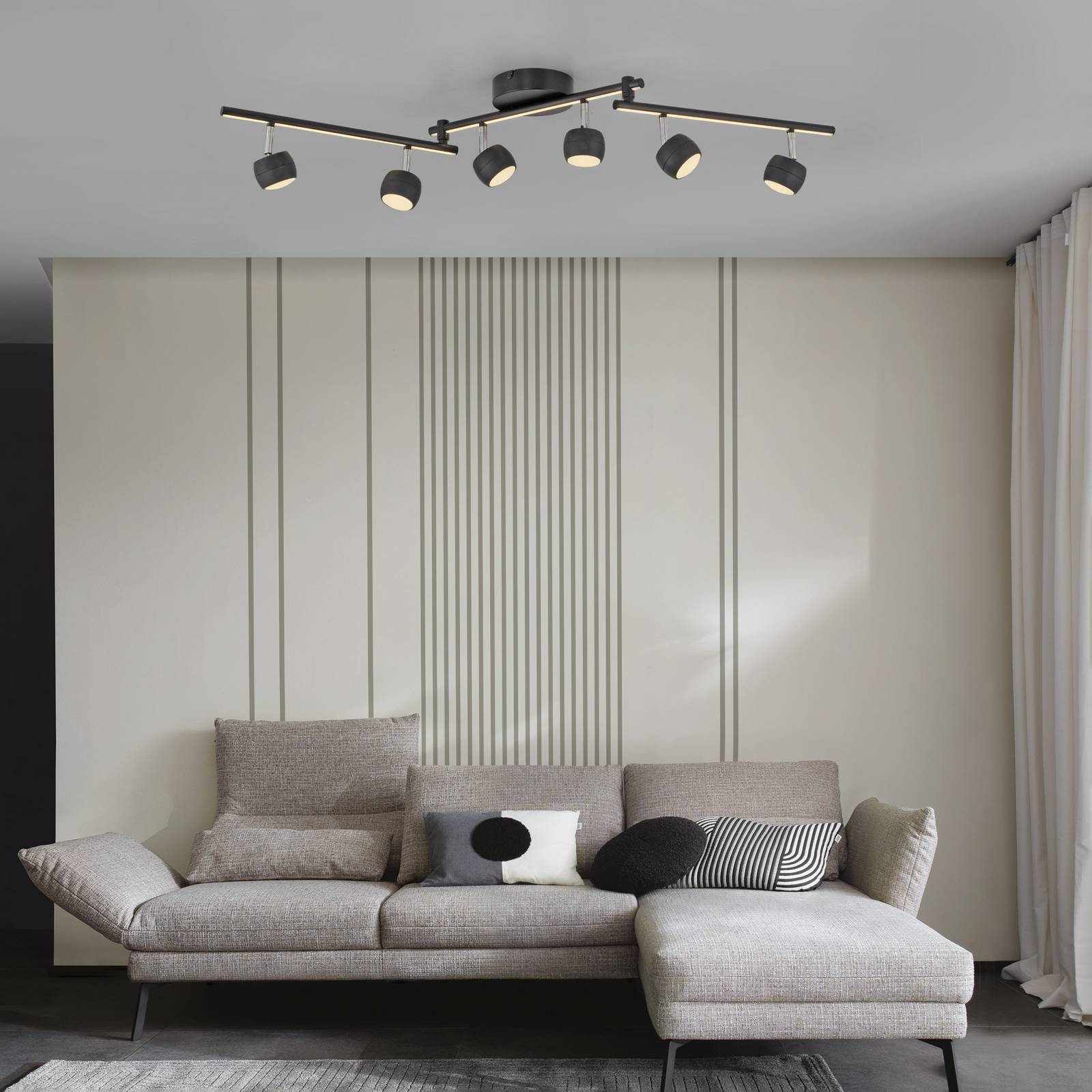 JUST LIGHT. LED-Deckenspot Jarik, 6-fl., schwarz, 3.000 K günstig online kaufen